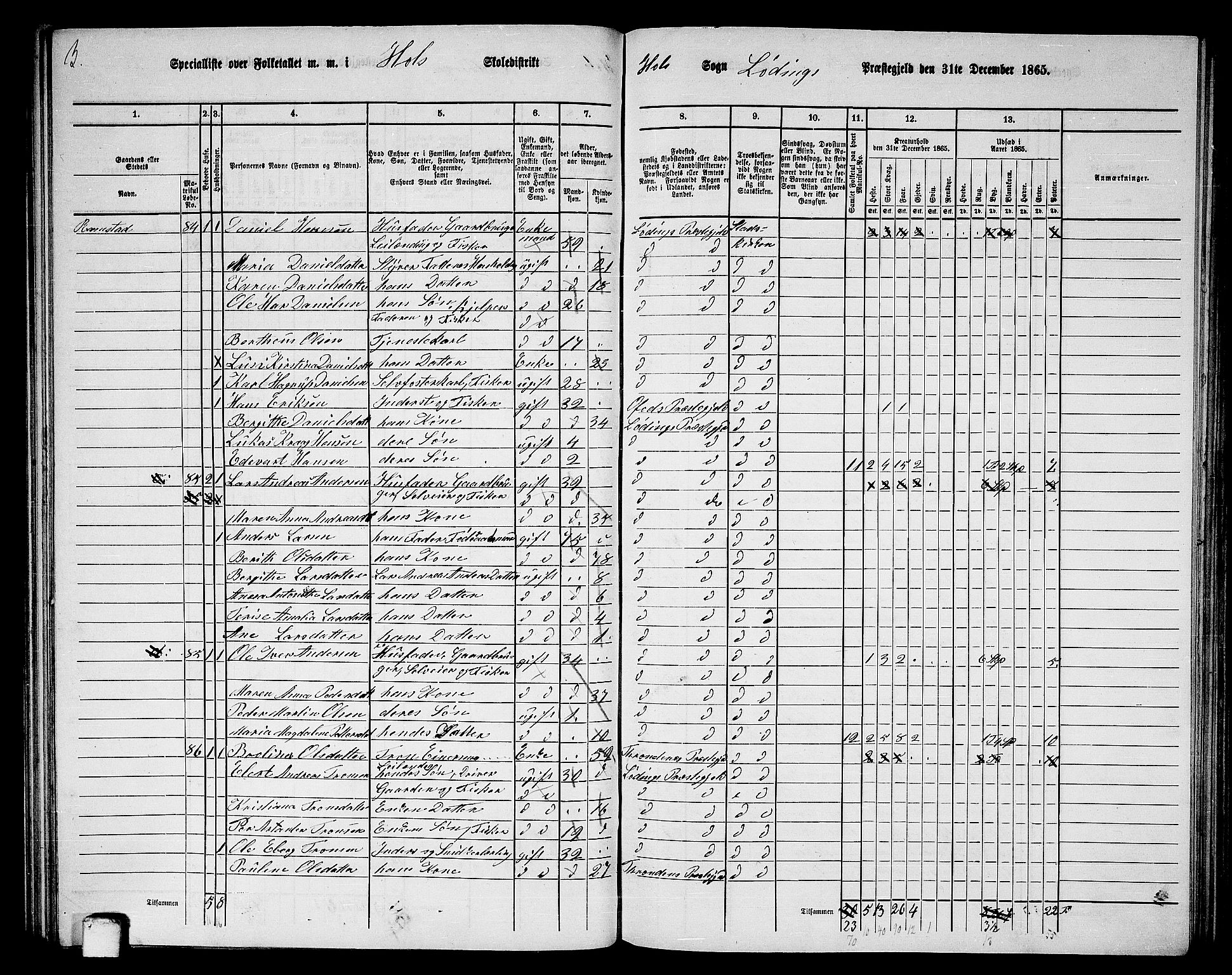 RA, 1865 census for Lødingen, 1865, p. 70