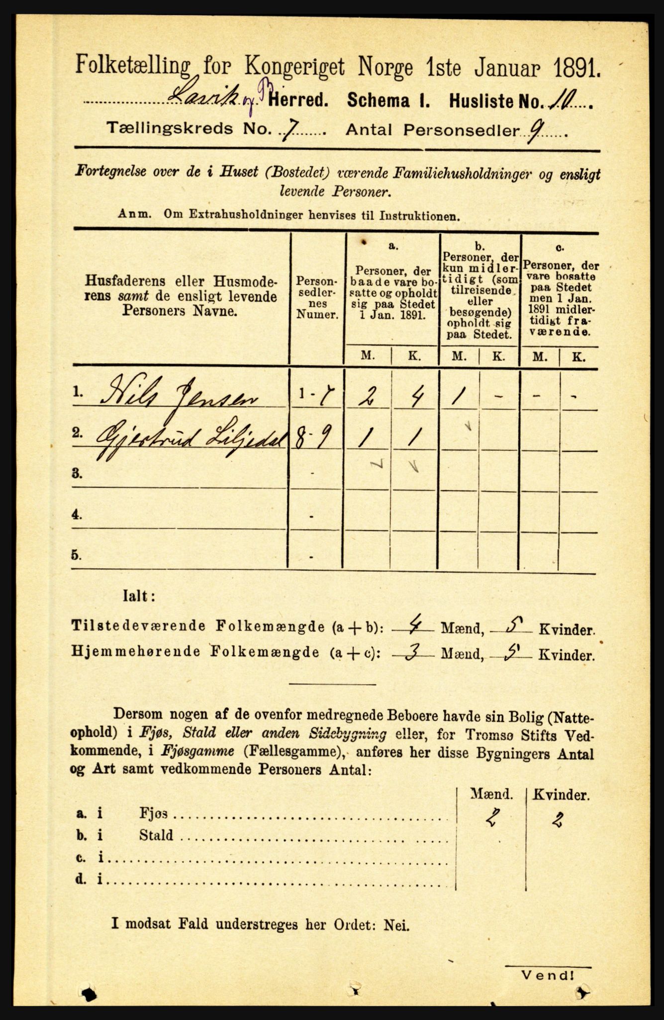 RA, 1891 census for 1415 Lavik og Brekke, 1891, p. 1331