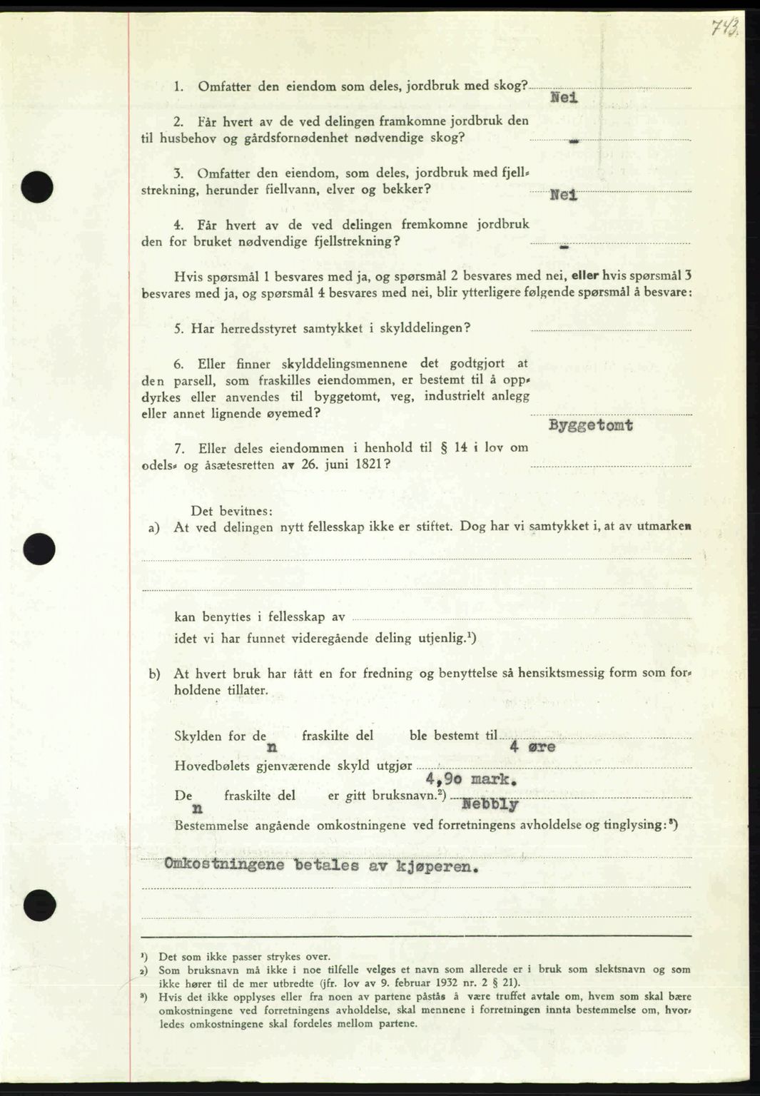 Nordmøre sorenskriveri, AV/SAT-A-4132/1/2/2Ca: Mortgage book no. A104, 1947-1947, Diary no: : 994/1947