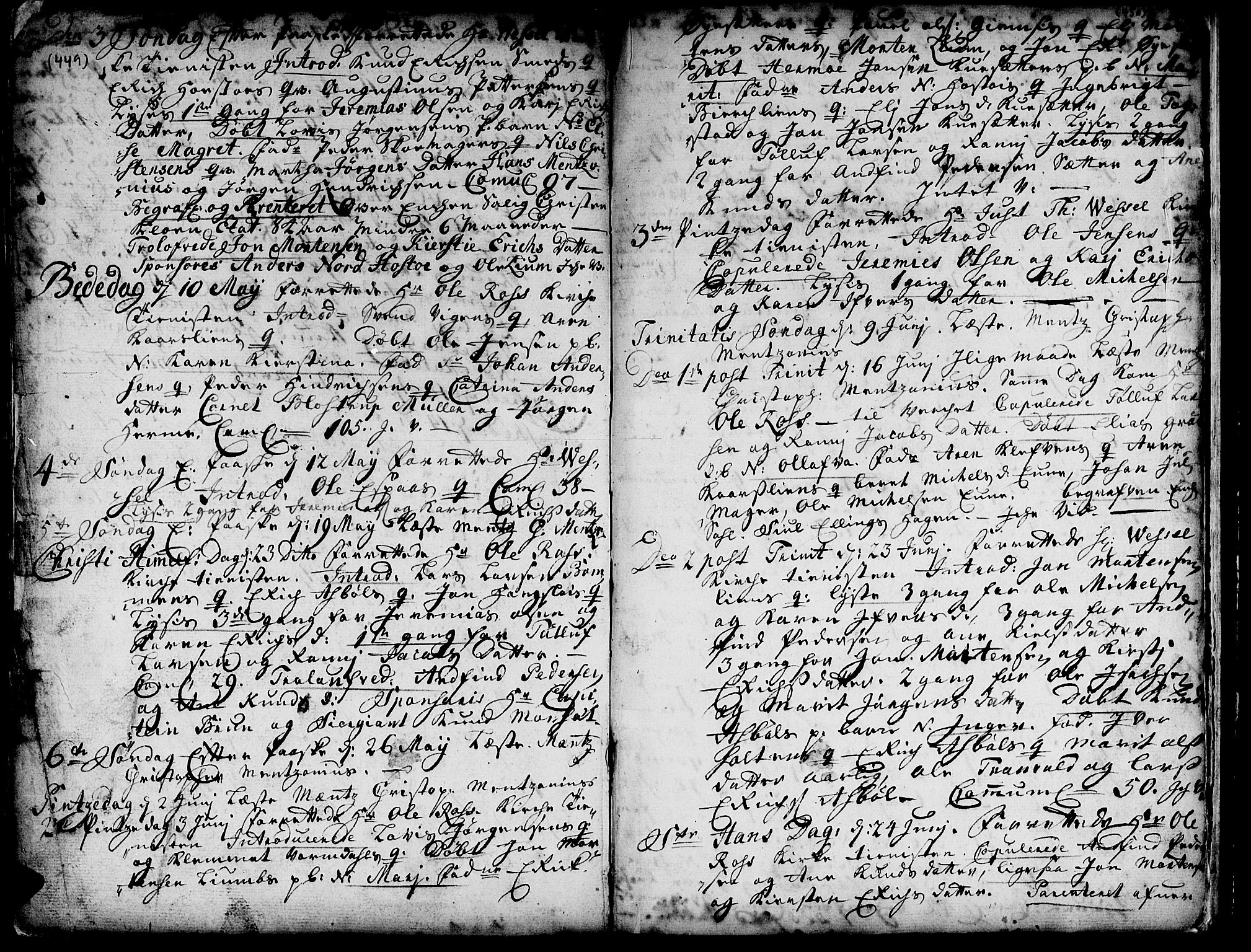 Ministerialprotokoller, klokkerbøker og fødselsregistre - Sør-Trøndelag, SAT/A-1456/671/L0839: Parish register (official) no. 671A01, 1730-1755, p. 449-450