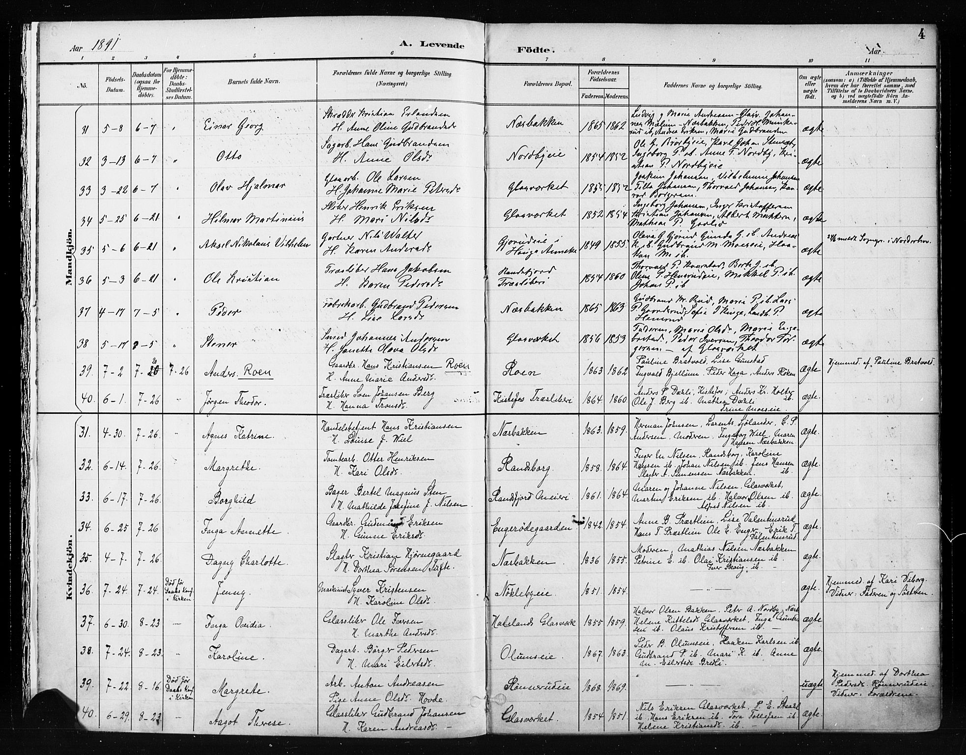 Jevnaker prestekontor, SAH/PREST-116/H/Ha/Haa/L0009: Parish register (official) no. 9, 1891-1901, p. 4