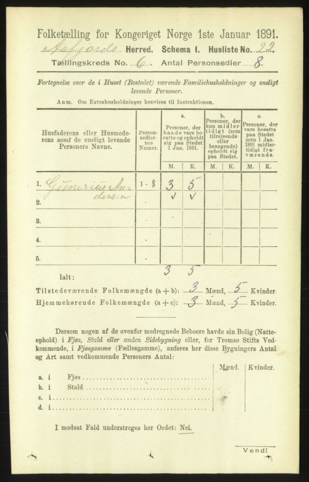 RA, 1891 census for 1630 Åfjord, 1891, p. 1460