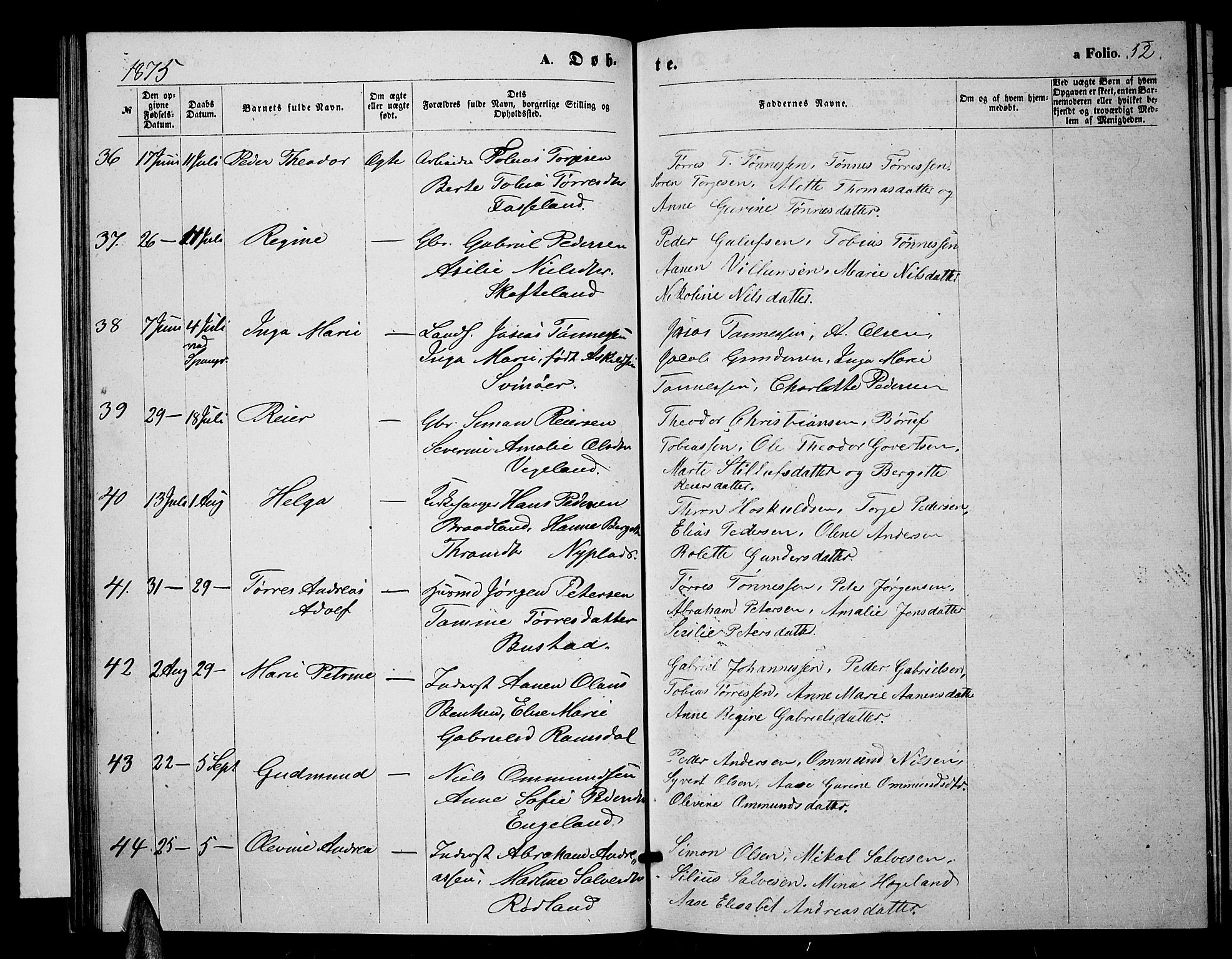 Sør-Audnedal sokneprestkontor, SAK/1111-0039/F/Fb/Fbb/L0004: Parish register (copy) no. B 4, 1868-1879, p. 52
