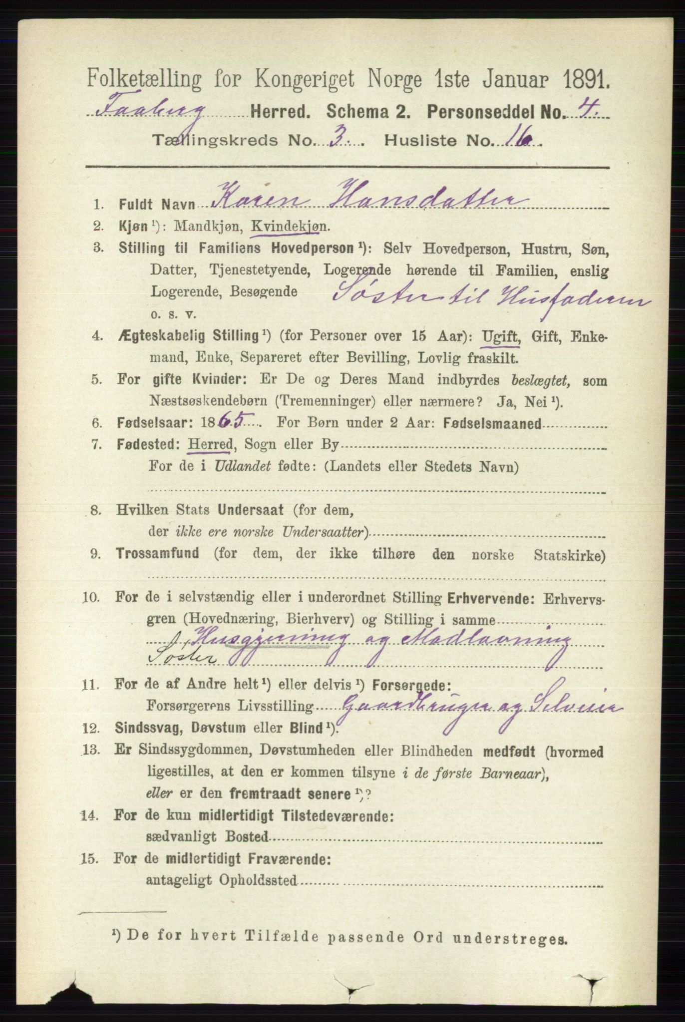 RA, 1891 census for 0524 Fåberg, 1891, p. 949