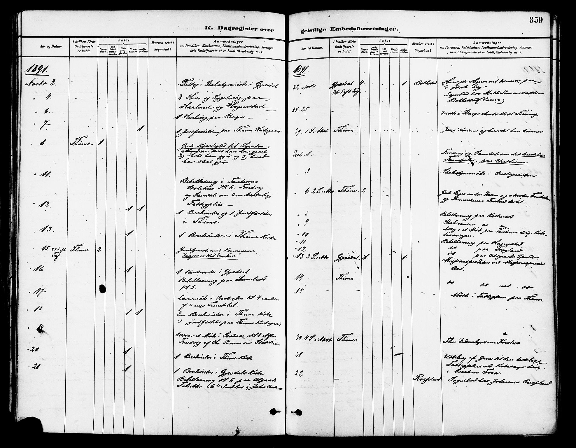 Lye sokneprestkontor, AV/SAST-A-101794/001/30BA/L0009: Parish register (official) no. A 8, 1881-1892, p. 359