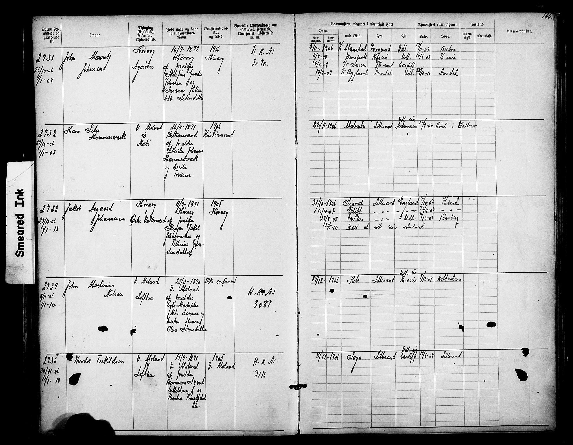 Lillesand mønstringskrets, AV/SAK-2031-0014/F/Fa/L0003: Annotasjonsrulle nr 1911-3489 med register, W-9, 1891-1932, p. 195