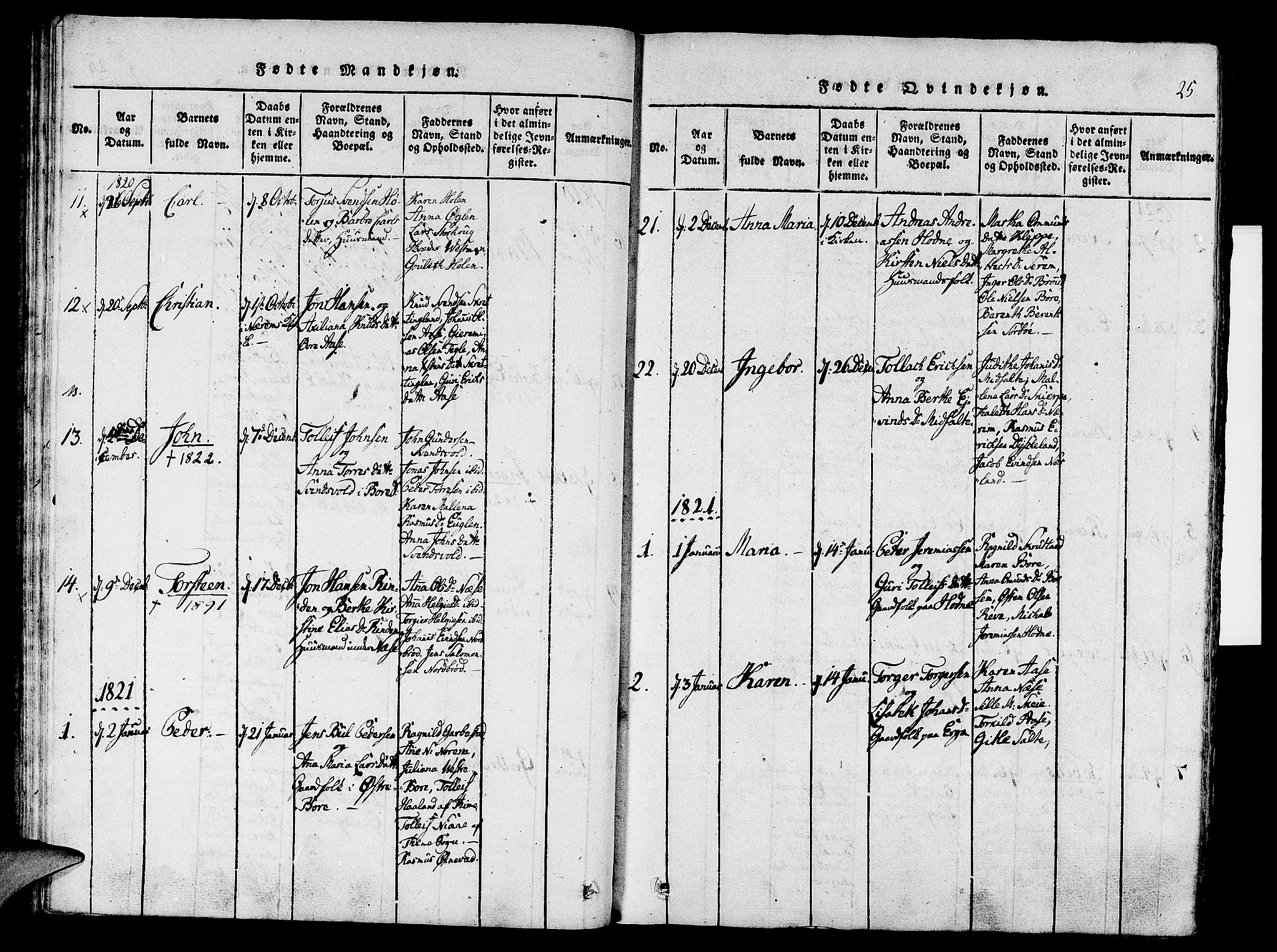 Klepp sokneprestkontor, SAST/A-101803/001/3/30BA/L0002: Parish register (official) no. A 2, 1816-1833, p. 25