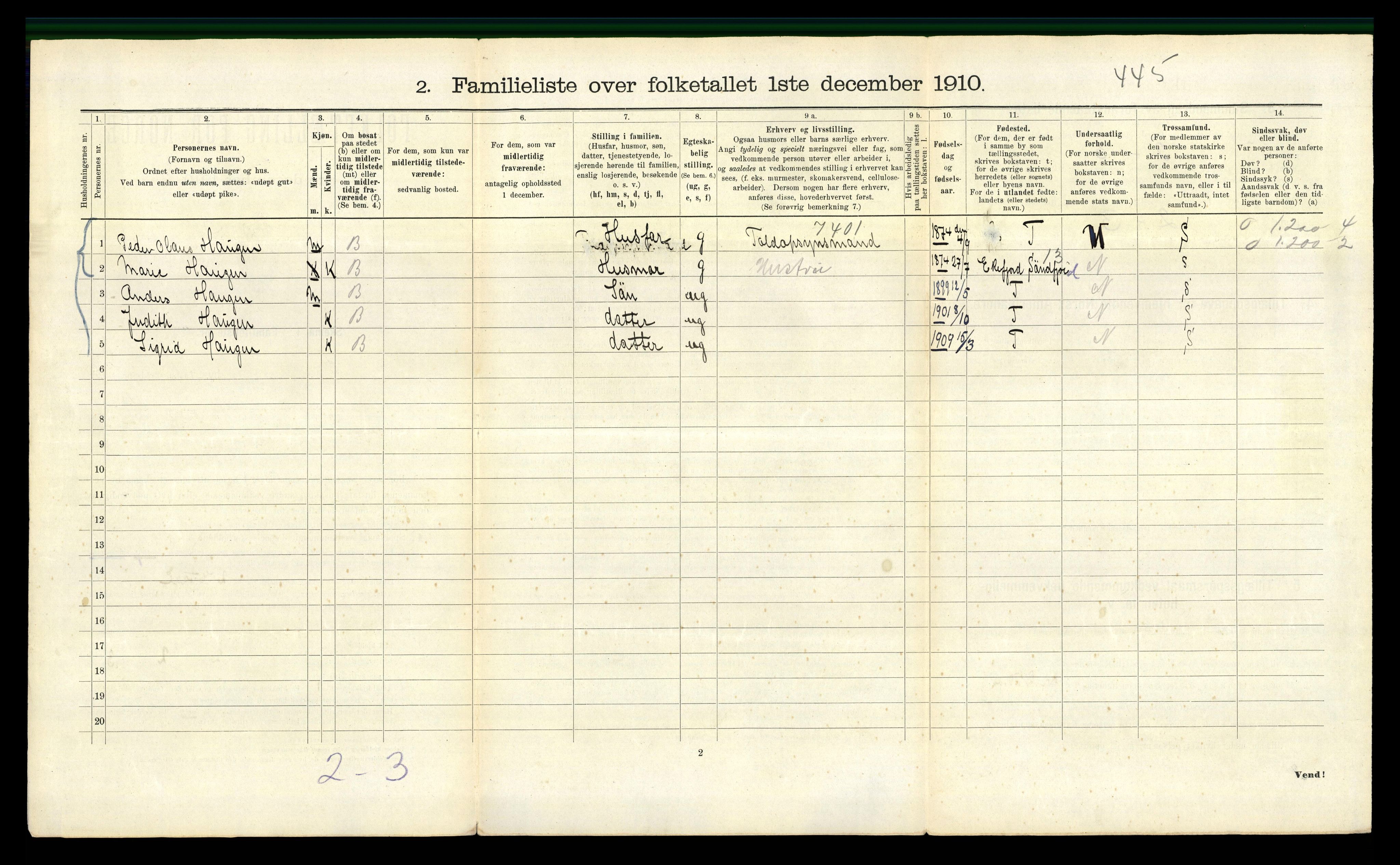 RA, 1910 census for Bergen, 1910, p. 12334