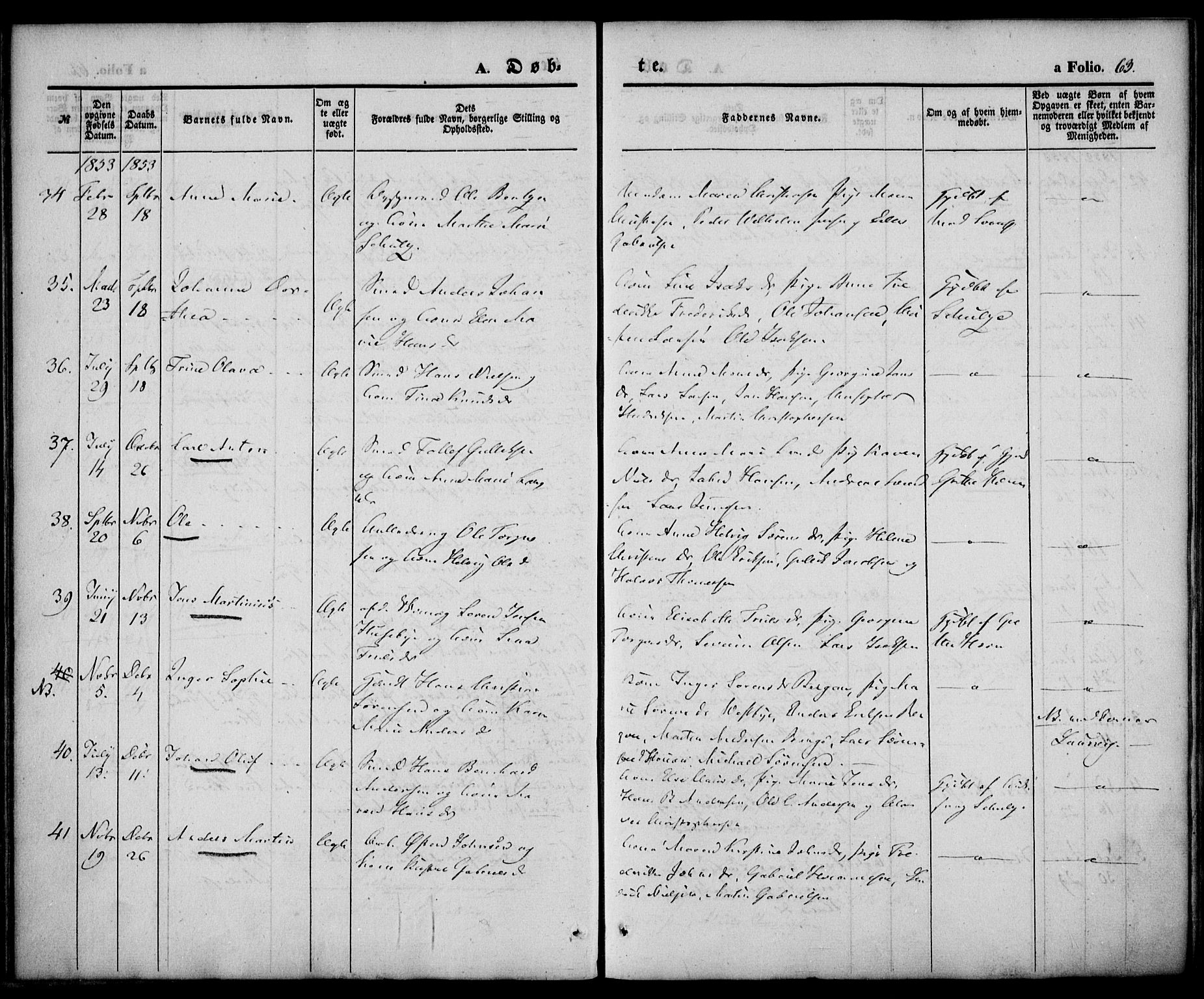 Larvik kirkebøker, AV/SAKO-A-352/F/Fb/L0003: Parish register (official) no. II 3, 1842-1856, p. 63