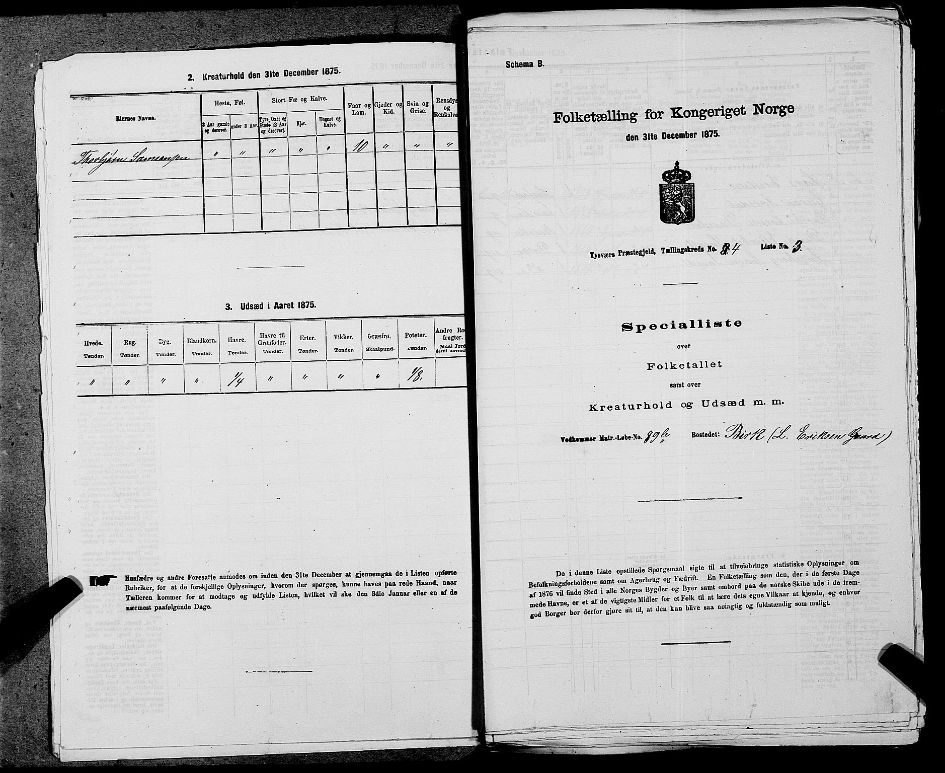 SAST, 1875 census for 1146P Tysvær, 1875, p. 435