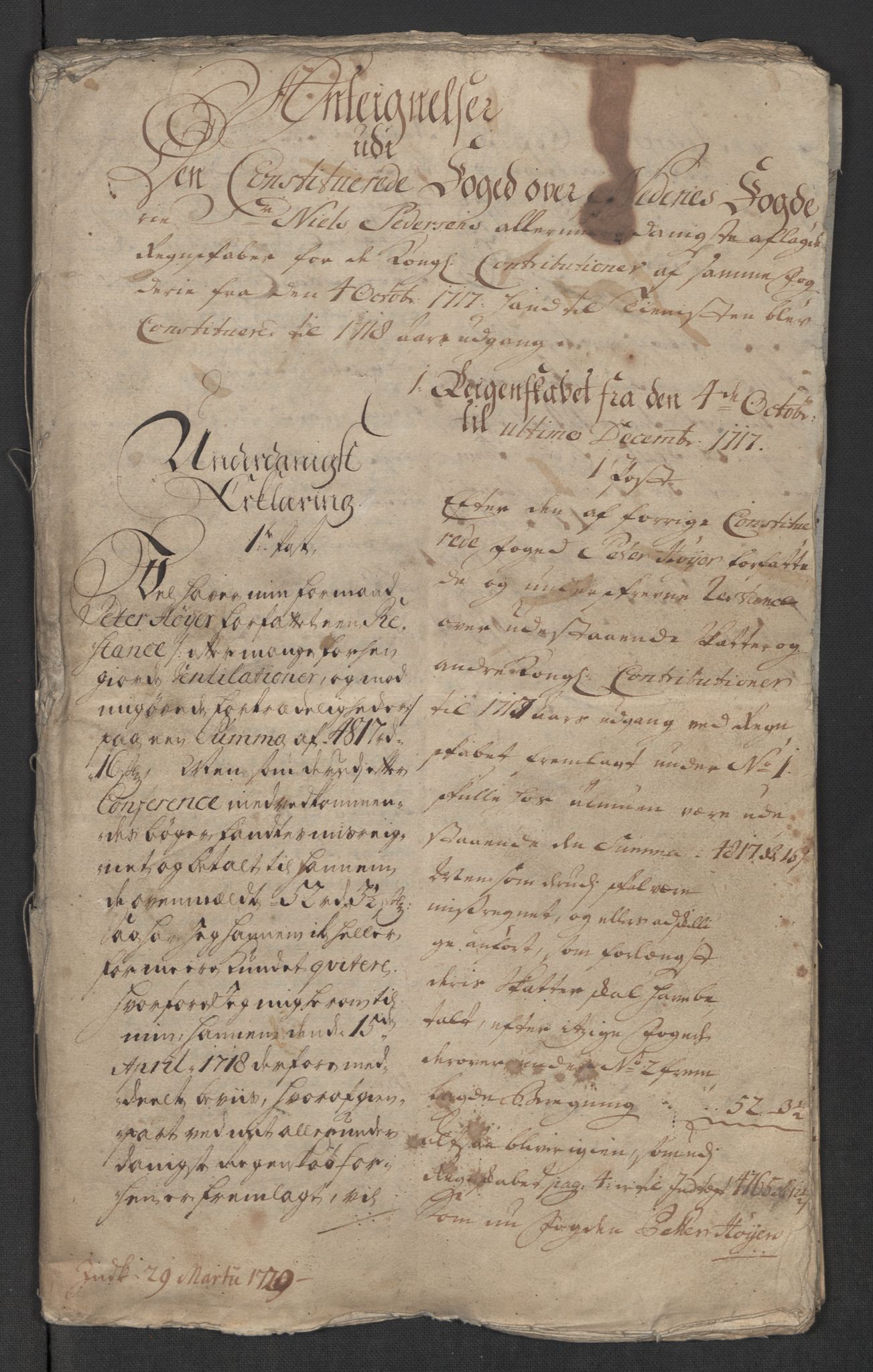 Rentekammeret inntil 1814, Reviderte regnskaper, Fogderegnskap, AV/RA-EA-4092/R39/L2328: Fogderegnskap Nedenes, 1718, p. 3