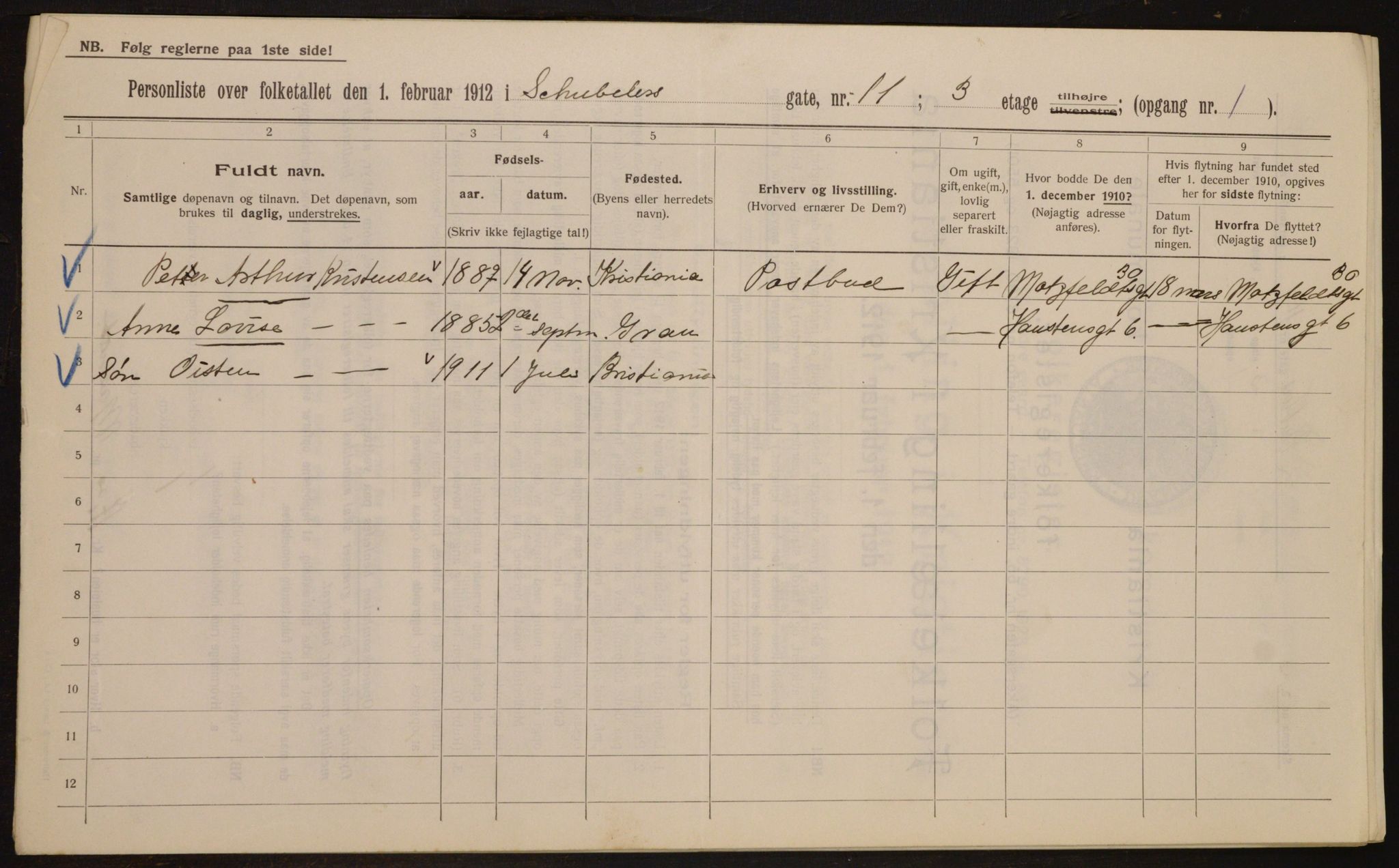 OBA, Municipal Census 1912 for Kristiania, 1912, p. 93150