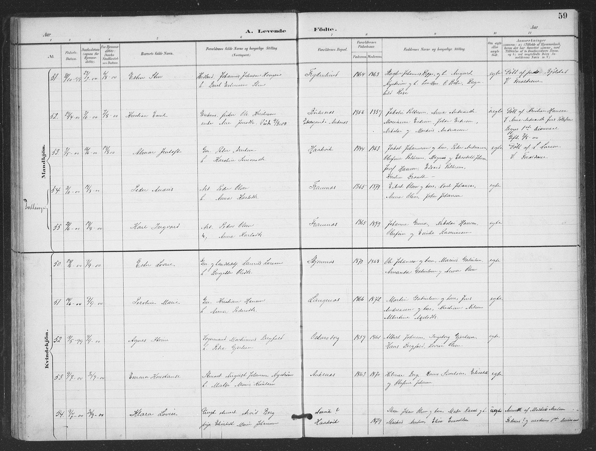 Ministerialprotokoller, klokkerbøker og fødselsregistre - Nordland, AV/SAT-A-1459/866/L0939: Parish register (official) no. 866A02, 1894-1906, p. 59