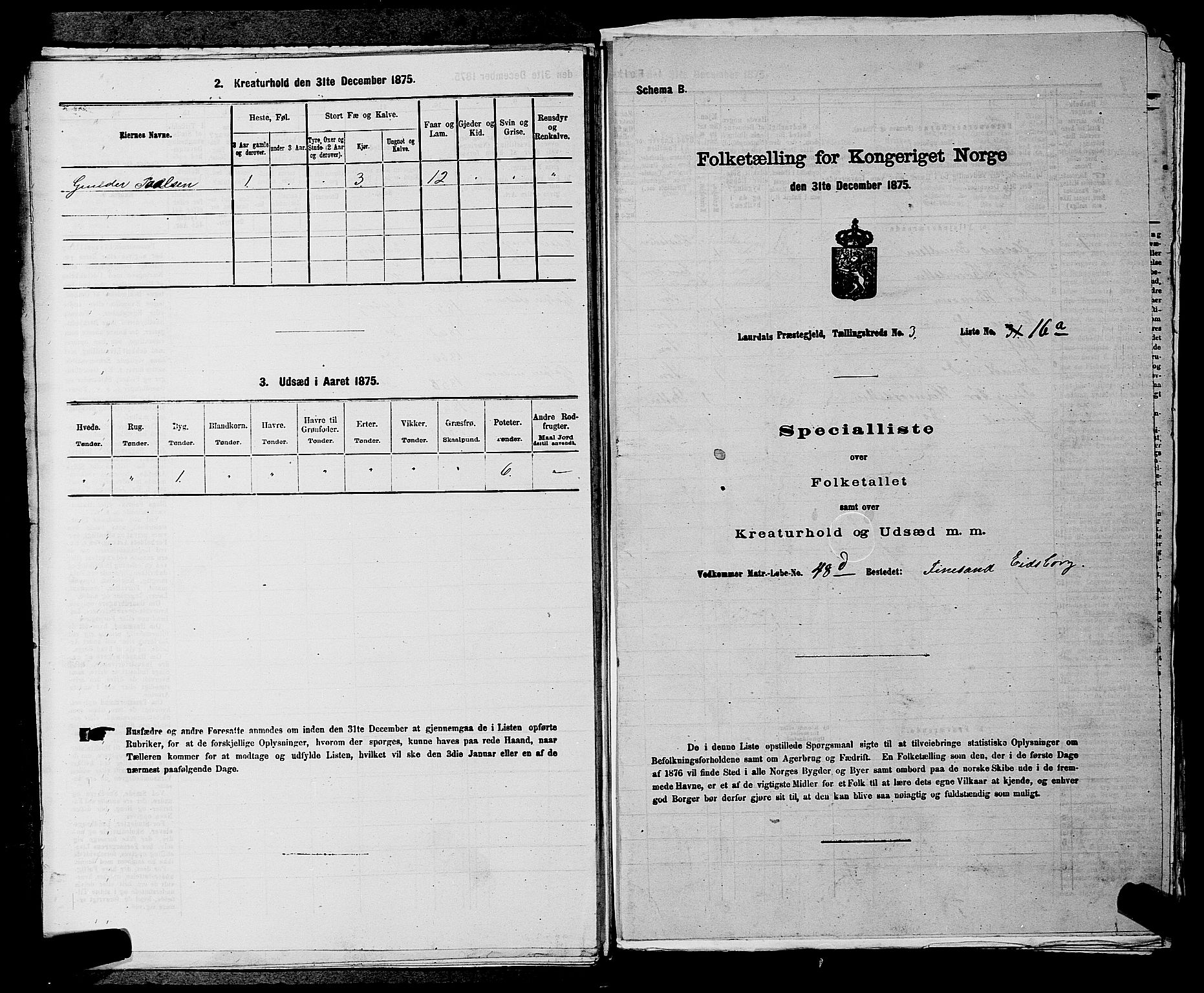 SAKO, 1875 census for 0833P Lårdal, 1875, p. 364