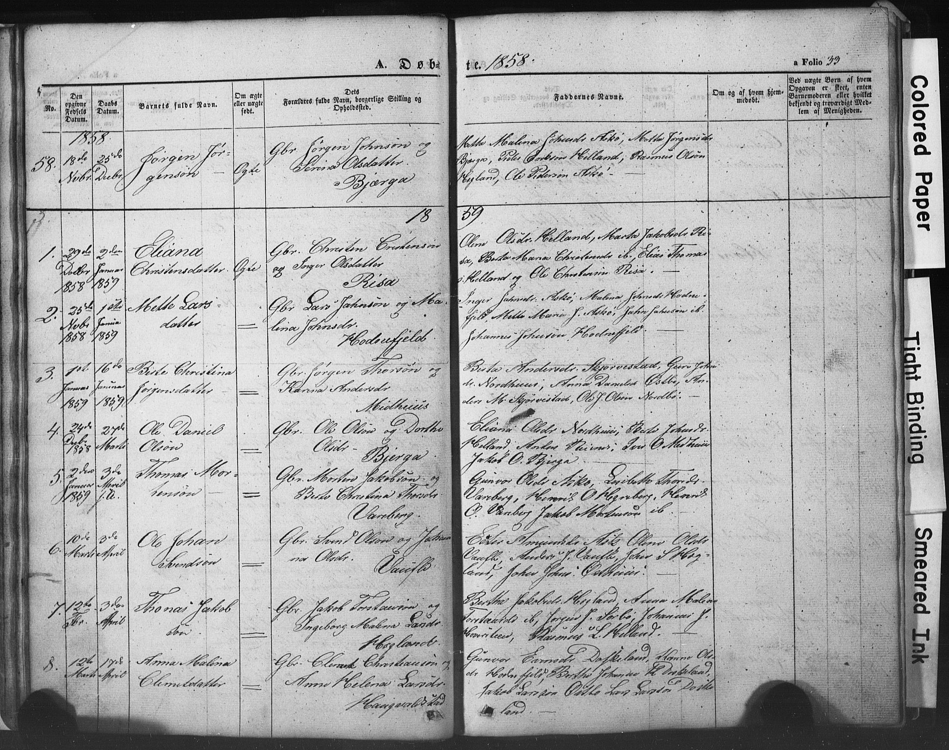 Rennesøy sokneprestkontor, SAST/A -101827/H/Ha/Hab/L0002: Parish register (copy) no. B 2, 1852-1880, p. 33