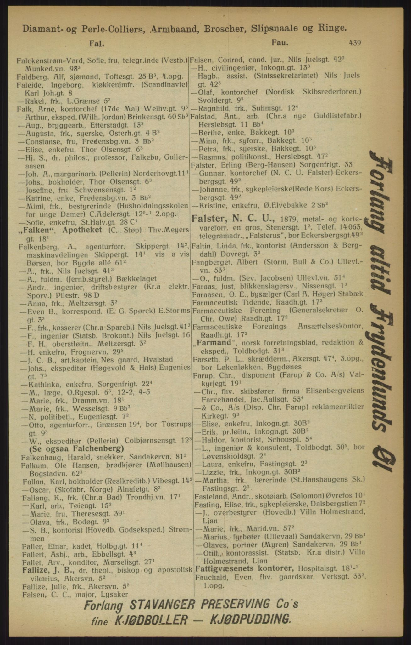 Kristiania/Oslo adressebok, PUBL/-, 1915, p. 439
