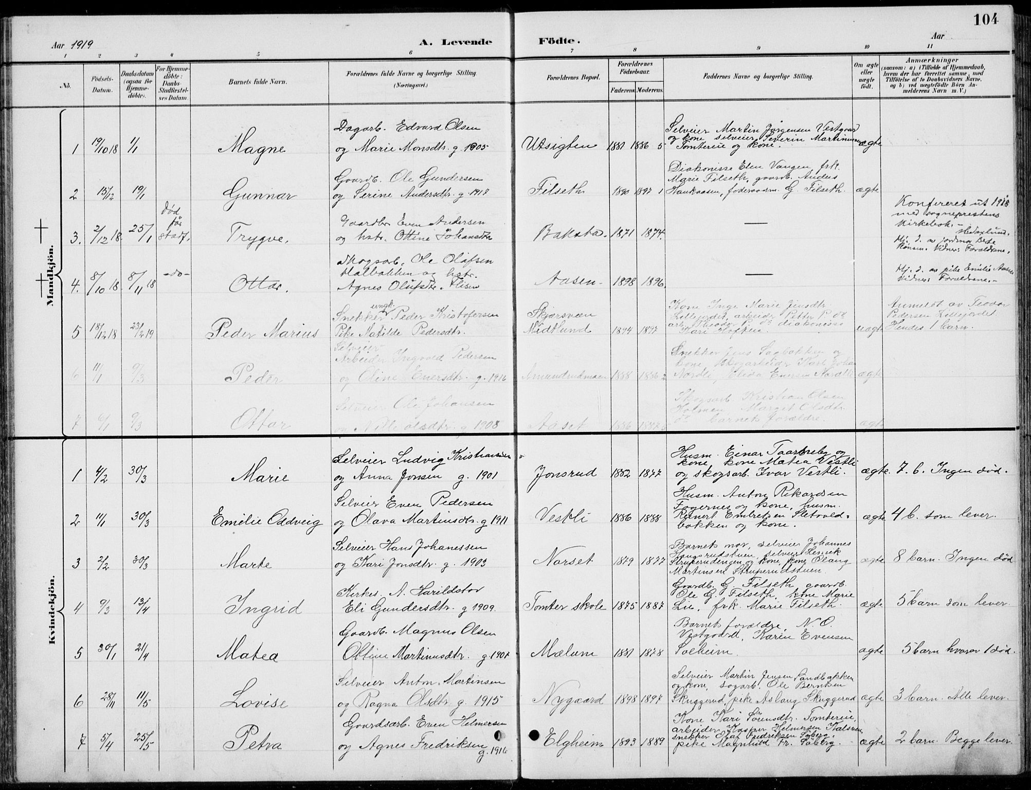 Romedal prestekontor, AV/SAH-PREST-004/L/L0013: Parish register (copy) no. 13, 1896-1937, p. 104