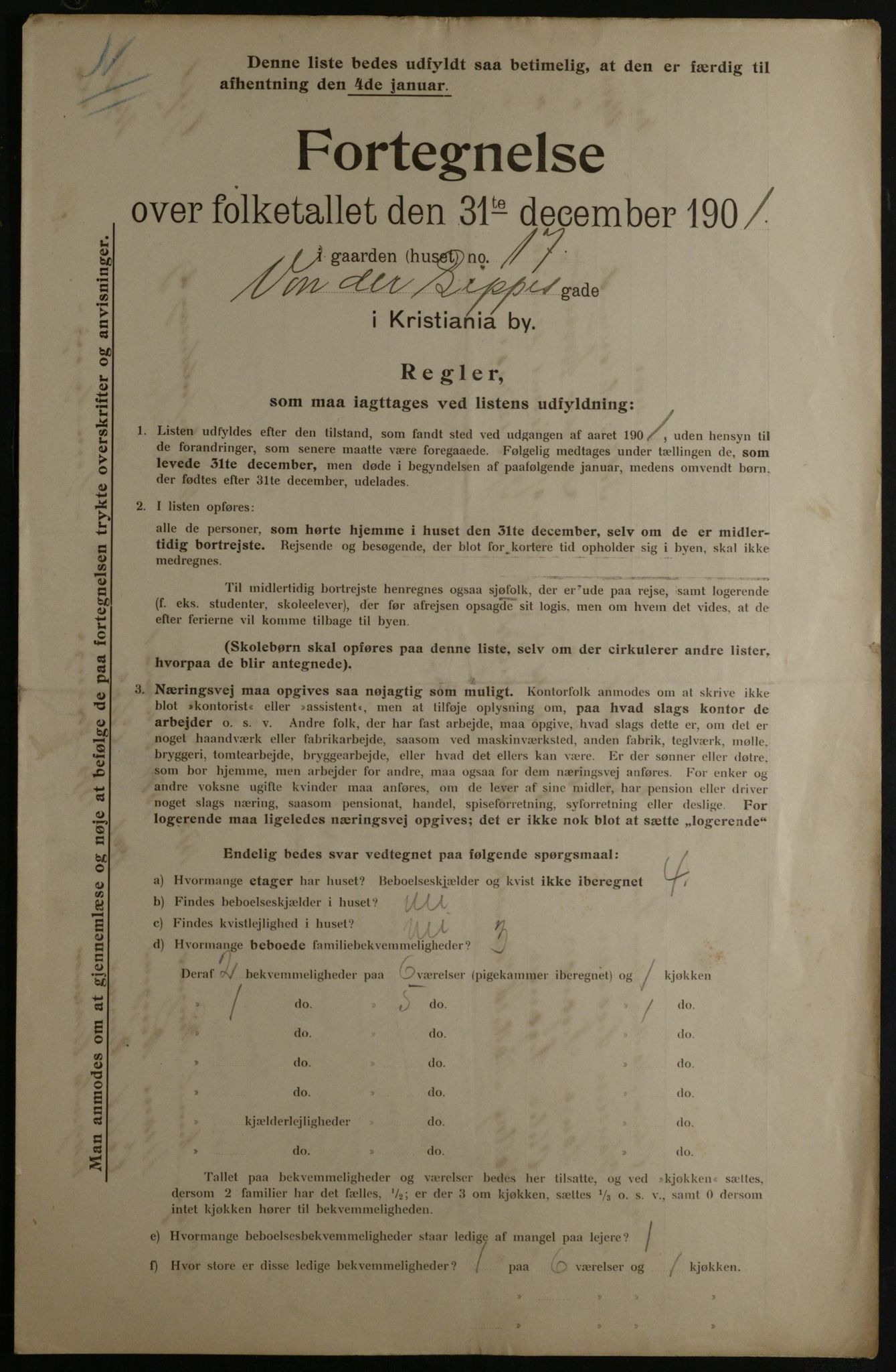 OBA, Municipal Census 1901 for Kristiania, 1901, p. 19164