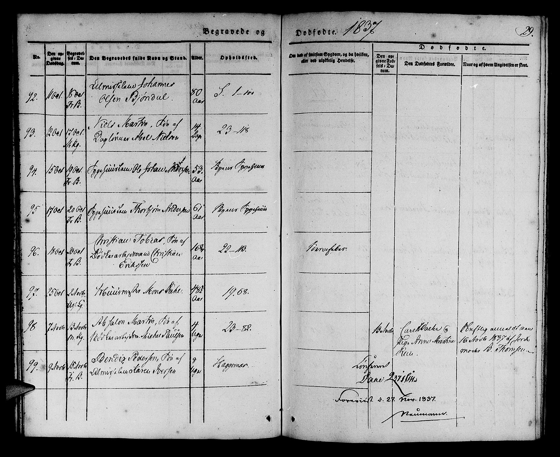 Korskirken sokneprestembete, SAB/A-76101/H/Haa/L0043: Parish register (official) no. E 1, 1834-1848, p. 29