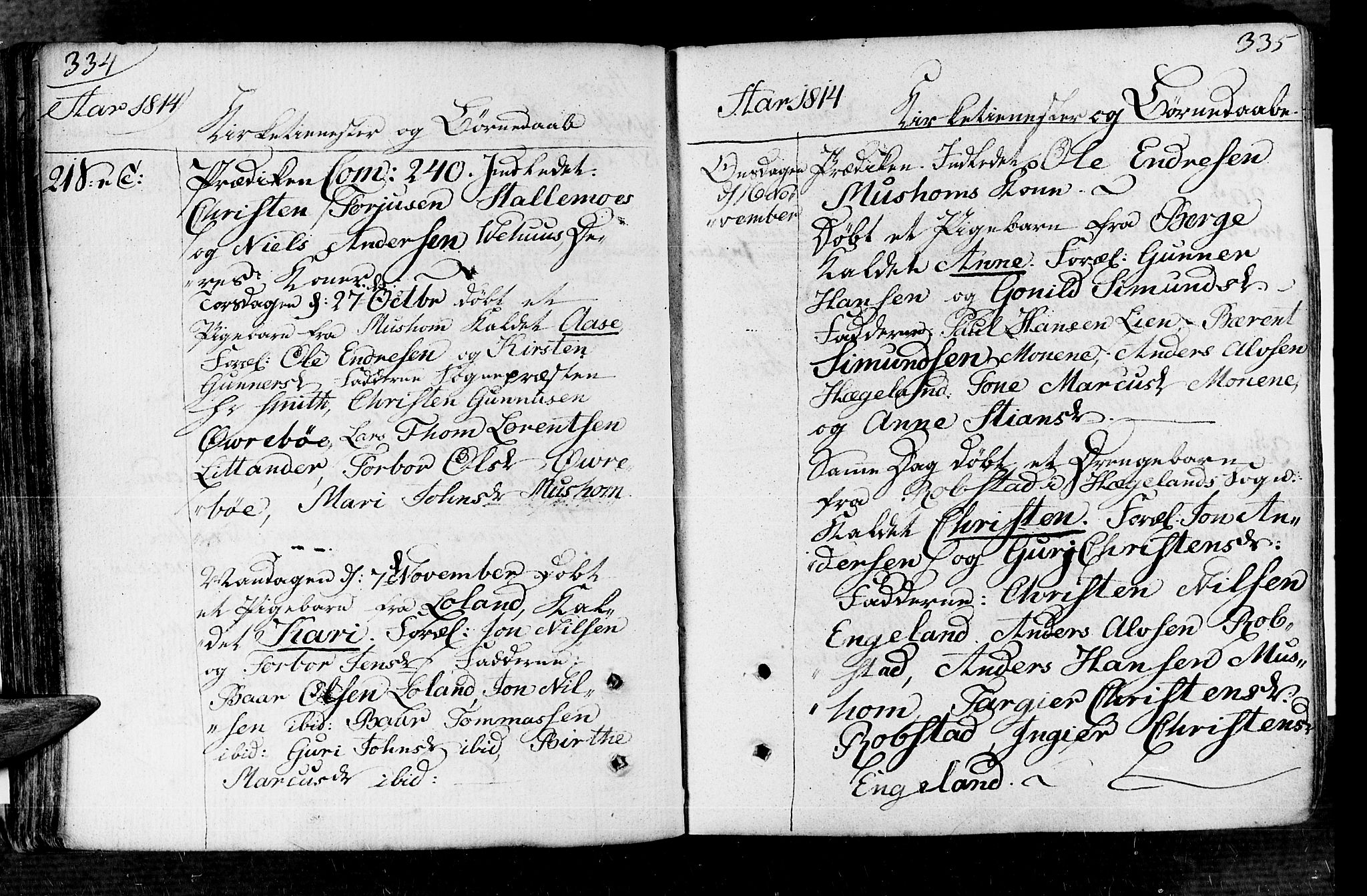 Vennesla sokneprestkontor, AV/SAK-1111-0045/Fa/Fac/L0002: Parish register (official) no. A 2, 1785-1834, p. 334-335