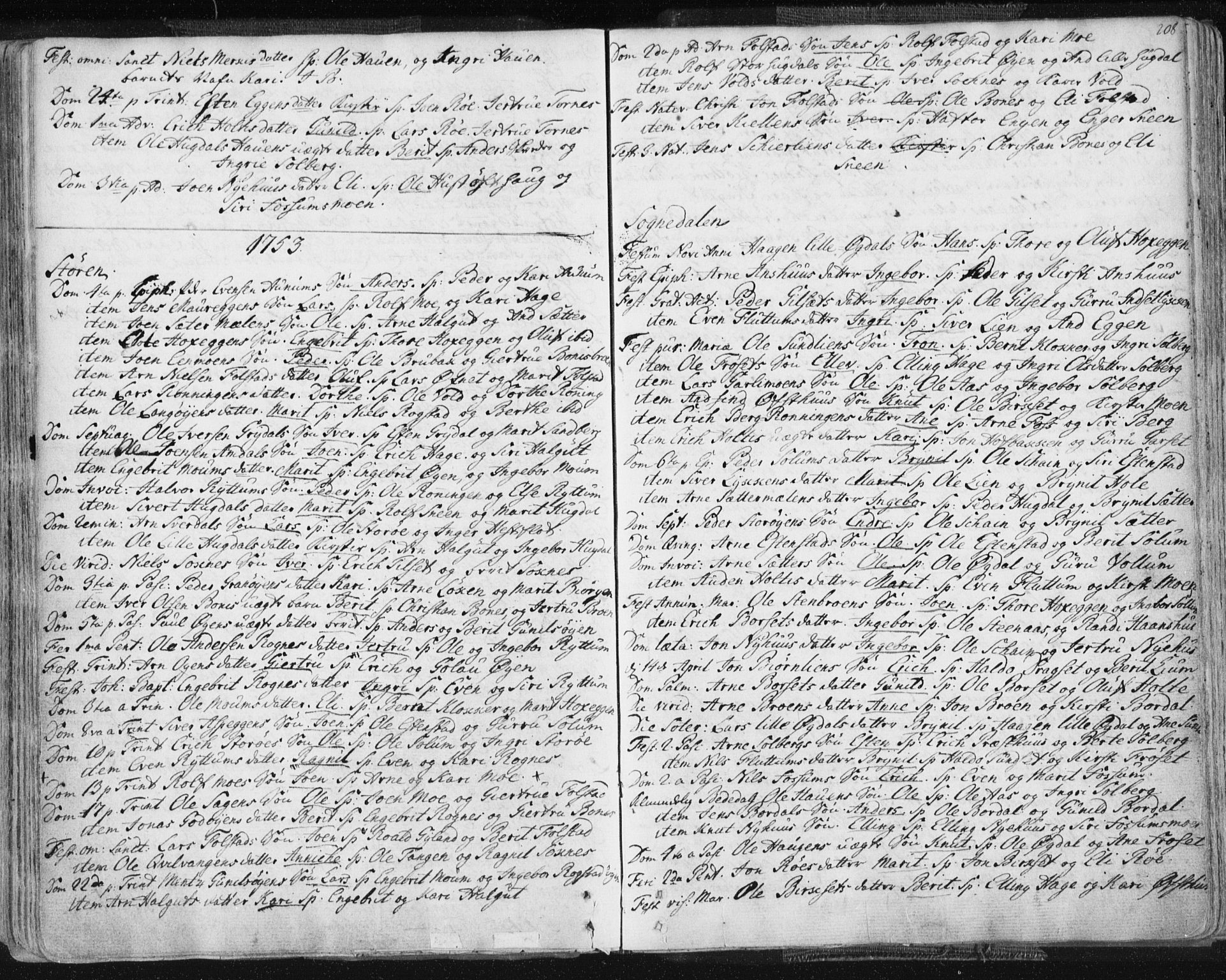 Ministerialprotokoller, klokkerbøker og fødselsregistre - Sør-Trøndelag, SAT/A-1456/687/L0991: Parish register (official) no. 687A02, 1747-1790, p. 208