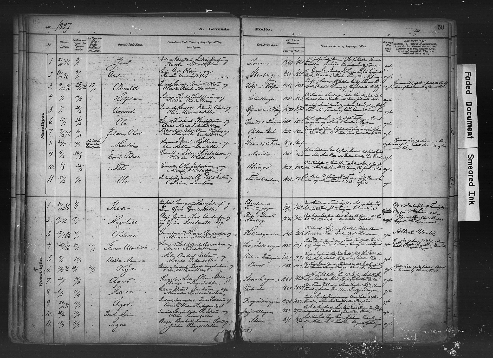 Nord-Odal prestekontor, AV/SAH-PREST-032/H/Ha/Haa/L0006: Parish register (official) no. 6, 1886-1901, p. 59