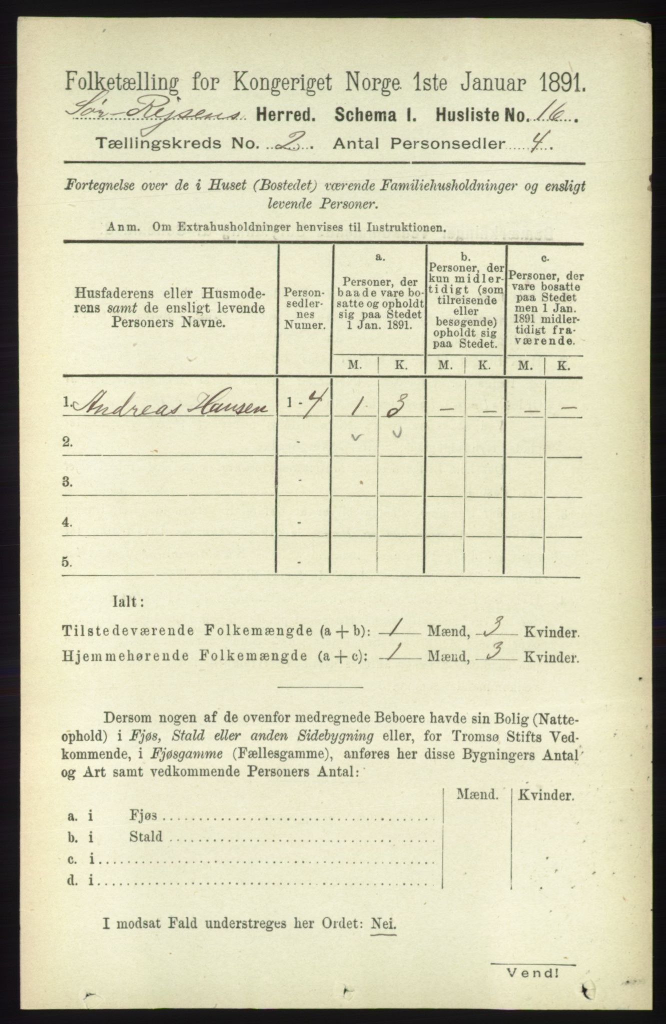 RA, 1891 census for 1925 Sørreisa, 1891, p. 351