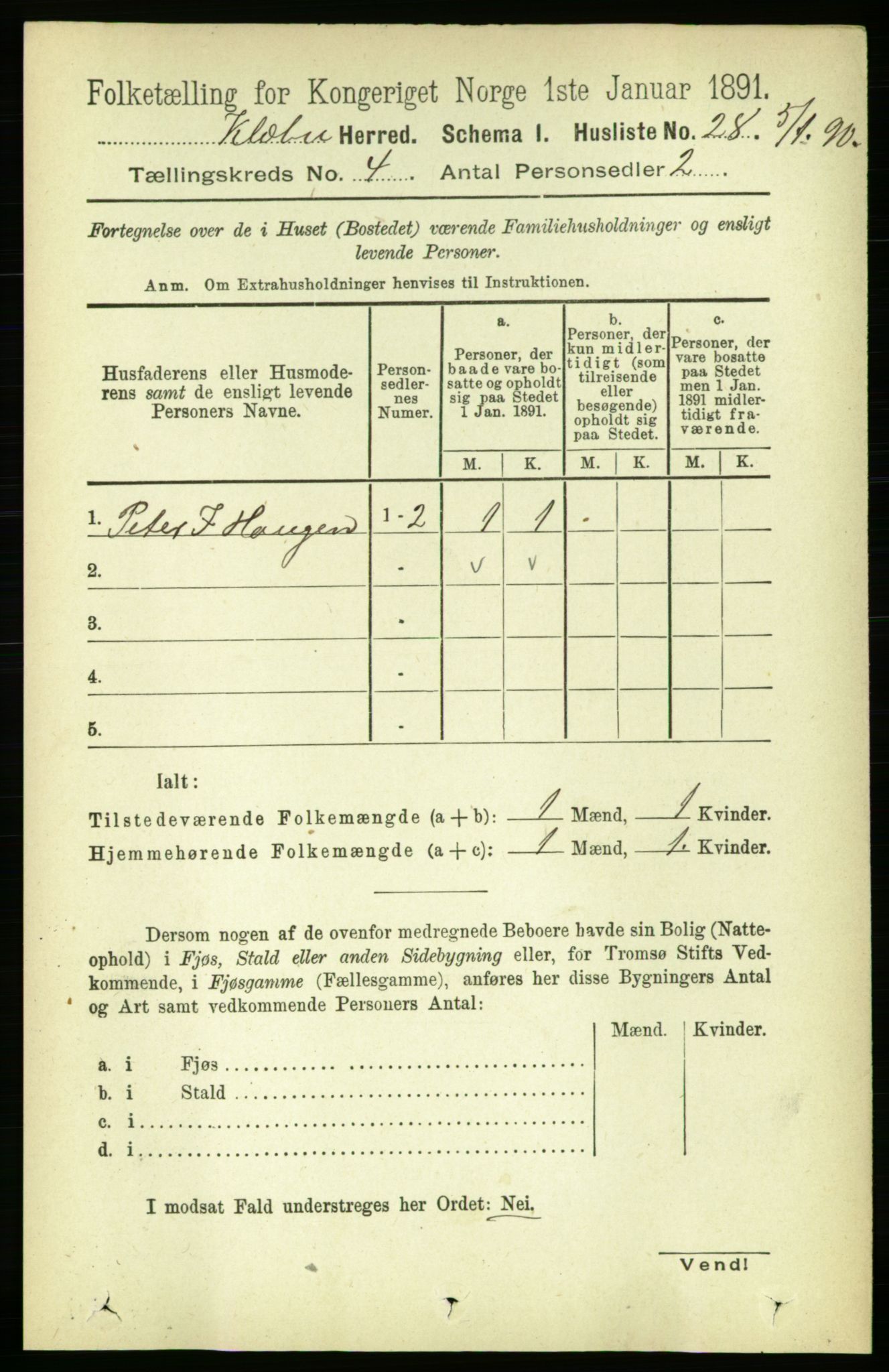 RA, 1891 census for 1662 Klæbu, 1891, p. 721