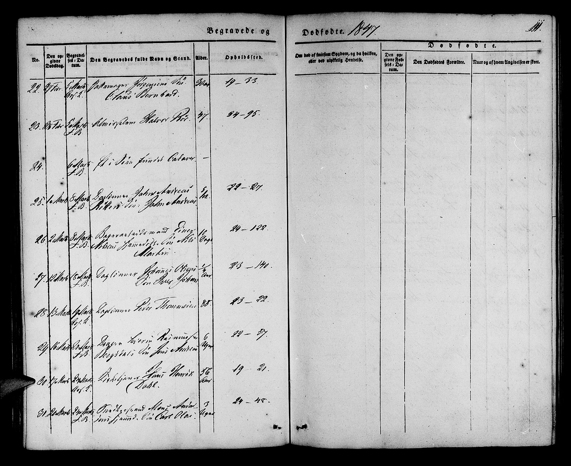 Korskirken sokneprestembete, SAB/A-76101/H/Haa/L0043: Parish register (official) no. E 1, 1834-1848, p. 111
