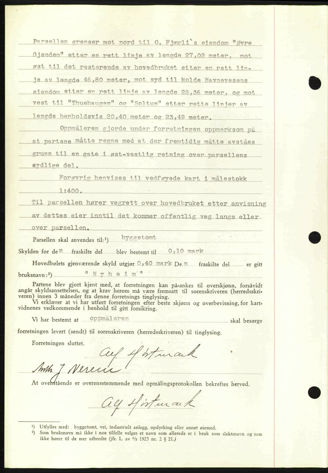 Romsdal sorenskriveri, AV/SAT-A-4149/1/2/2C: Mortgage book no. A10, 1941-1941, Diary no: : 1688/1941