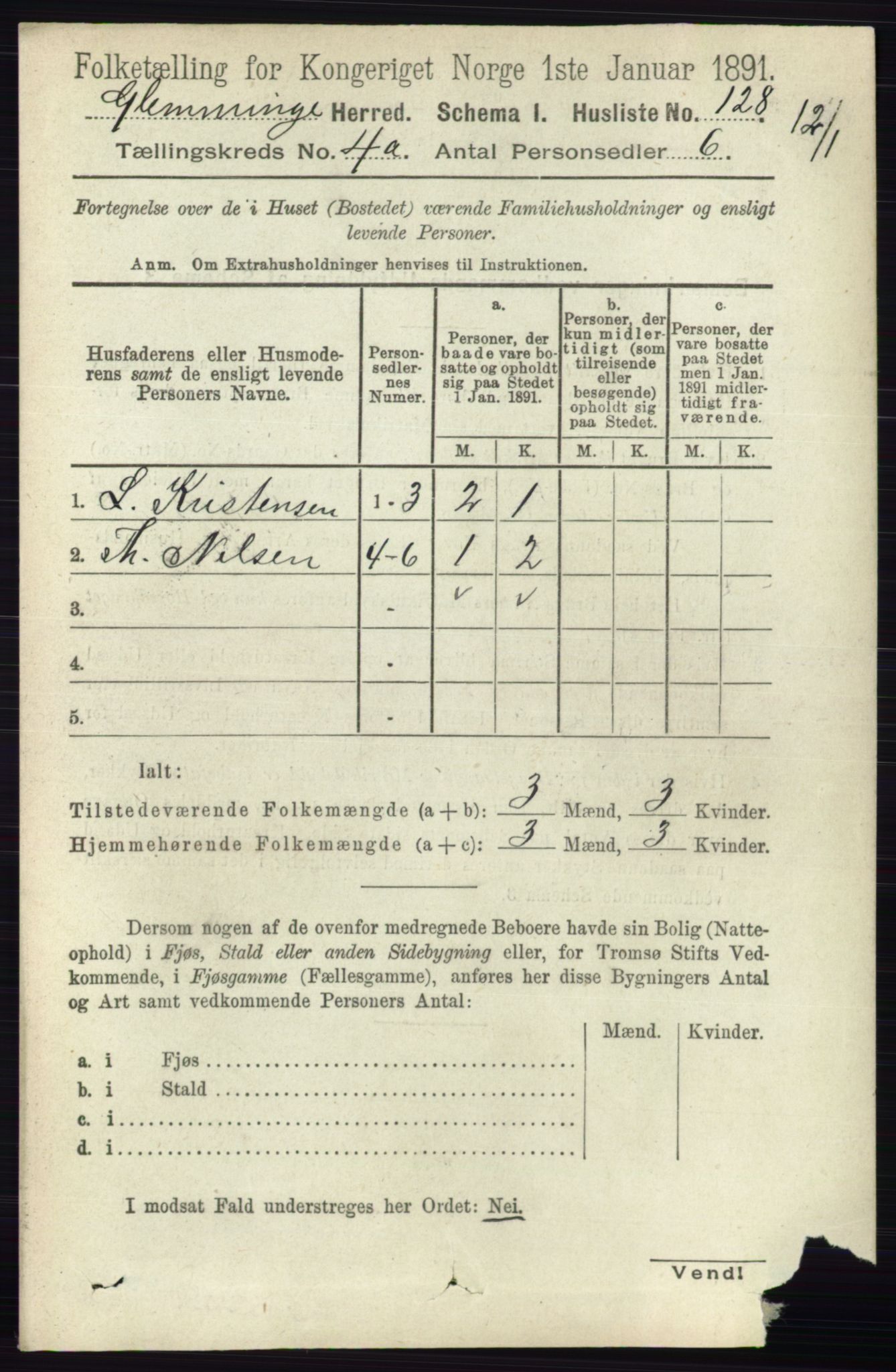 RA, 1891 census for 0132 Glemmen, 1891, p. 3468