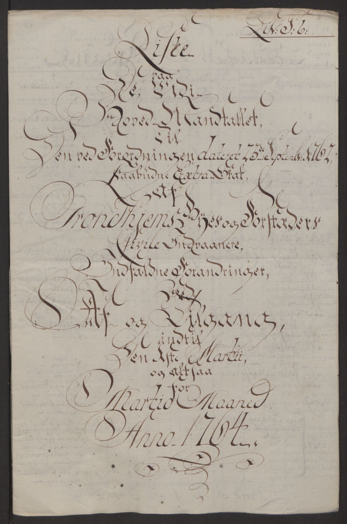 Rentekammeret inntil 1814, Reviderte regnskaper, Byregnskaper, AV/RA-EA-4066/R/Rs/L0516/0001: [S9] Kontribusjonsregnskap / Ekstraskatt, 1762-1767, p. 193