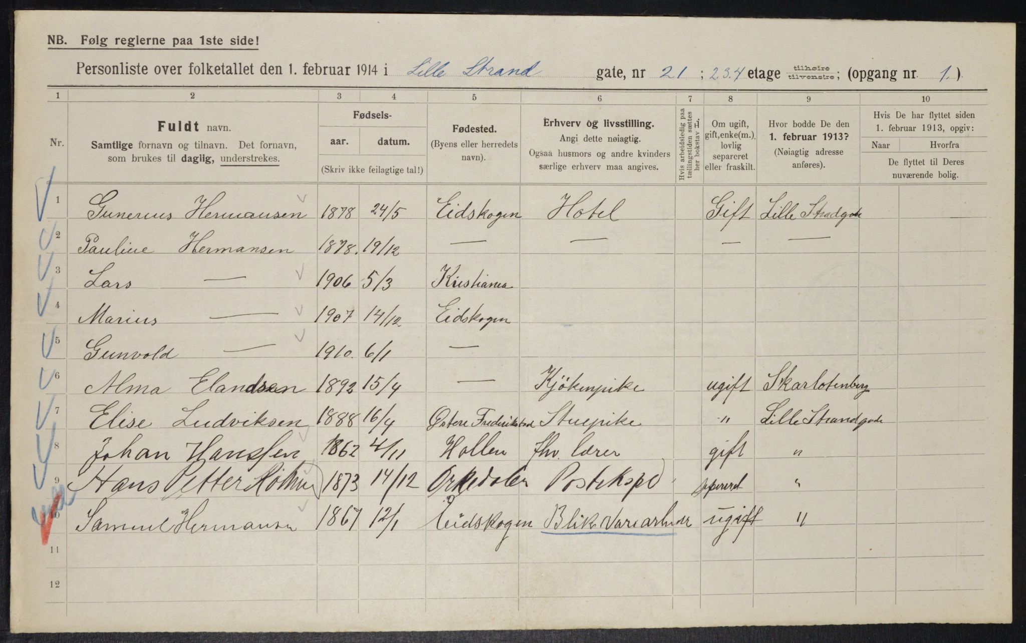 OBA, Municipal Census 1914 for Kristiania, 1914, p. 57524