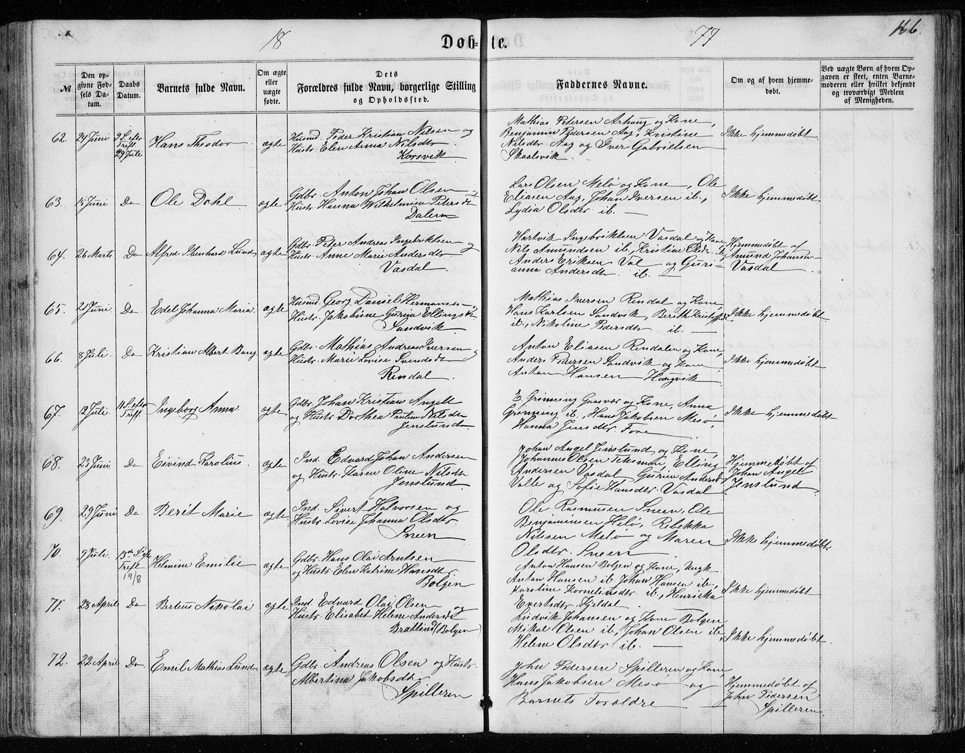 Ministerialprotokoller, klokkerbøker og fødselsregistre - Nordland, SAT/A-1459/843/L0634: Parish register (copy) no. 843C03, 1860-1884, p. 166