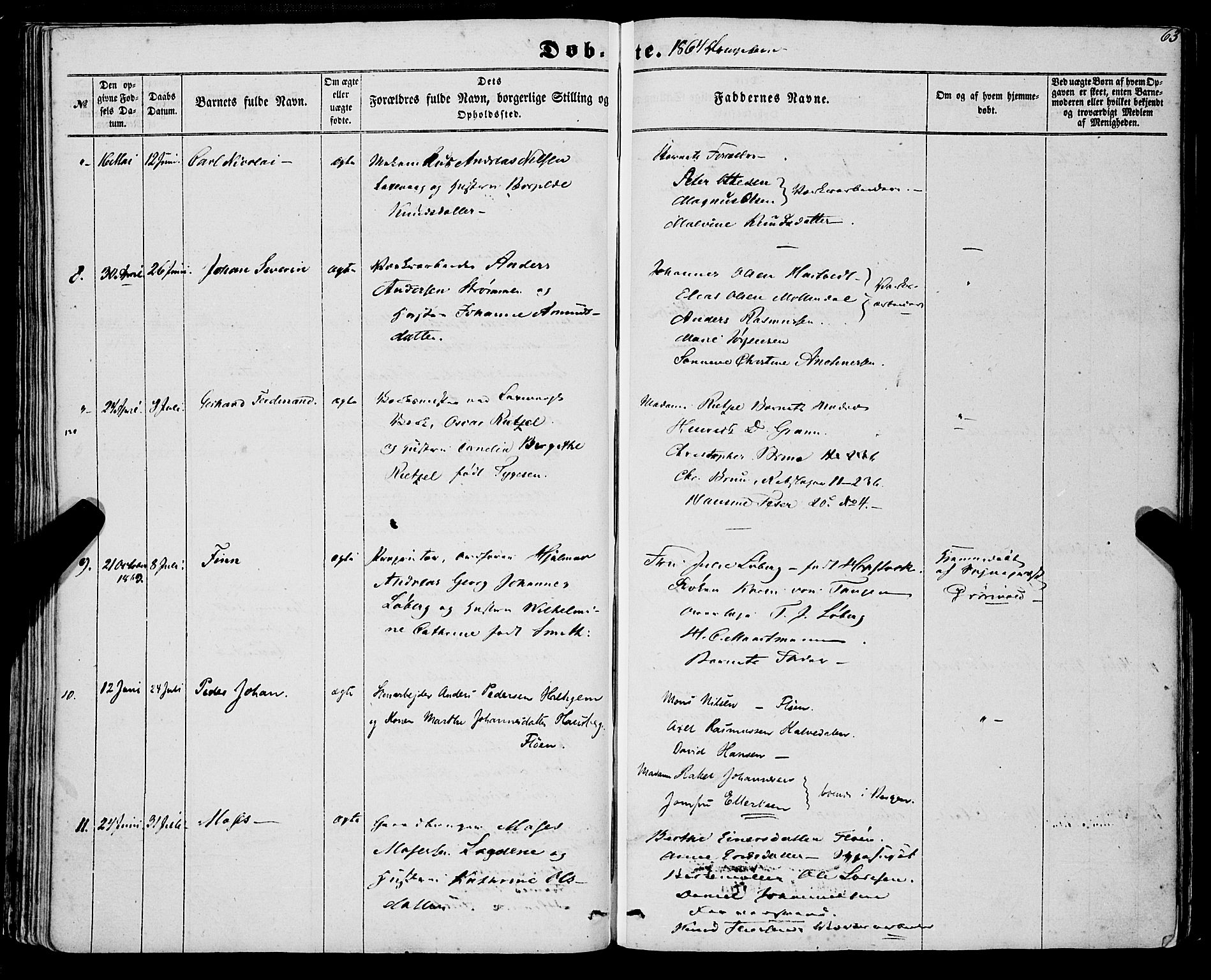 St. Jørgens hospital og Årstad sokneprestembete, AV/SAB-A-99934: Parish register (official) no. A 5, 1857-1869, p. 63