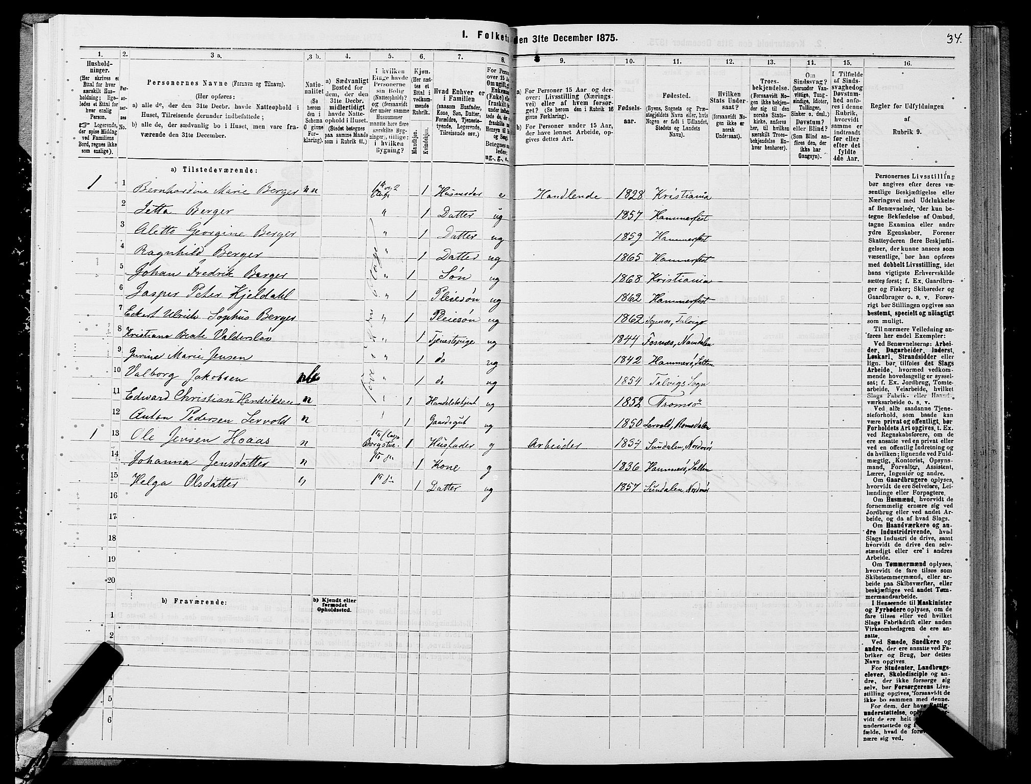 SATØ, 1875 census for 2001B Hammerfest/Hammerfest, 1875, p. 1034