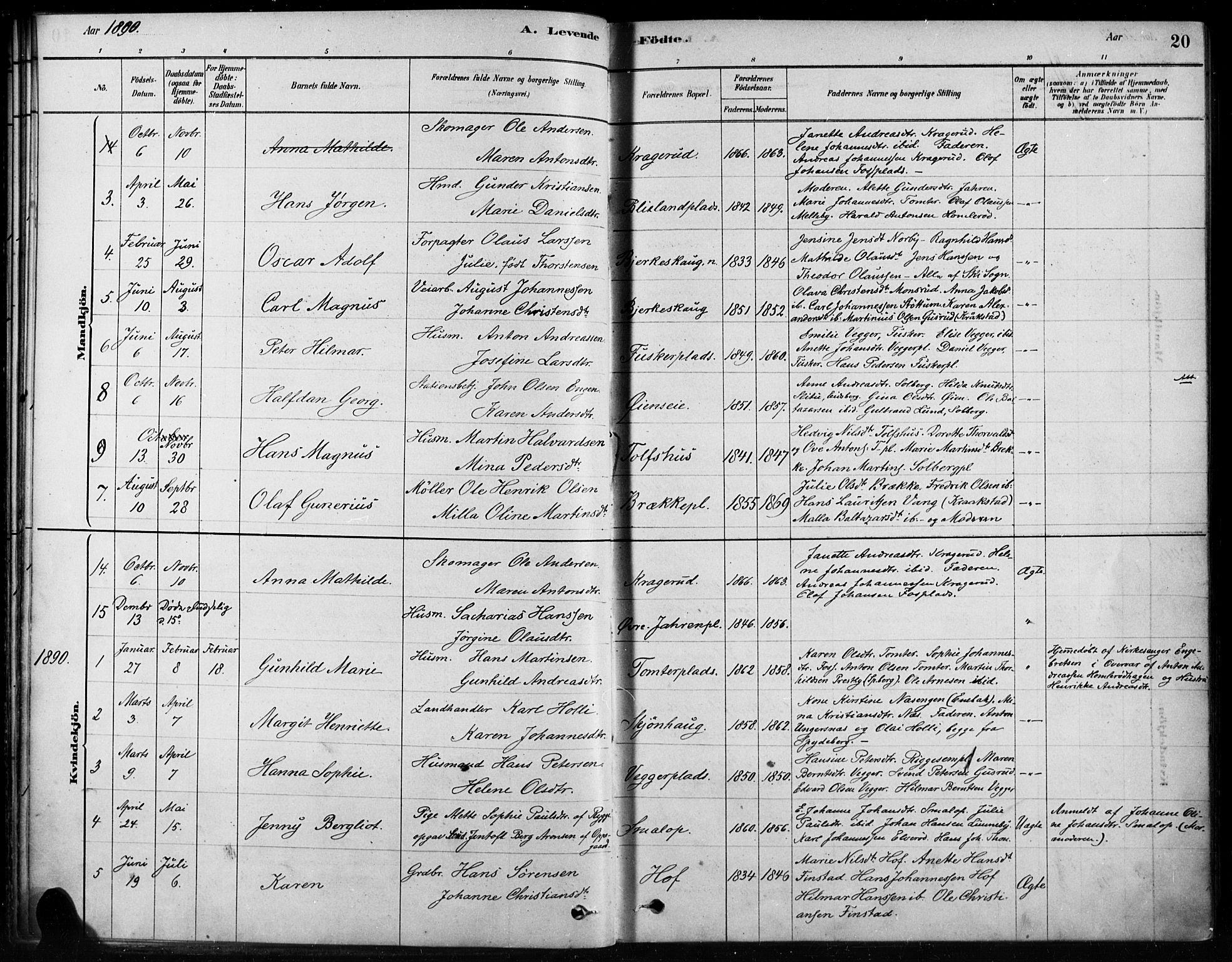 Hobøl prestekontor Kirkebøker, AV/SAO-A-2002/F/Fb/L0001: Parish register (official) no. II 1, 1878-1904, p. 20