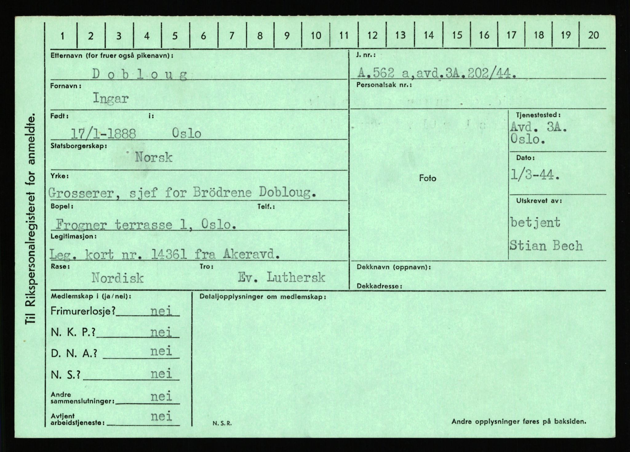 Statspolitiet - Hovedkontoret / Osloavdelingen, AV/RA-S-1329/C/Ca/L0003: Brechan - Eichinger	, 1943-1945, p. 4060