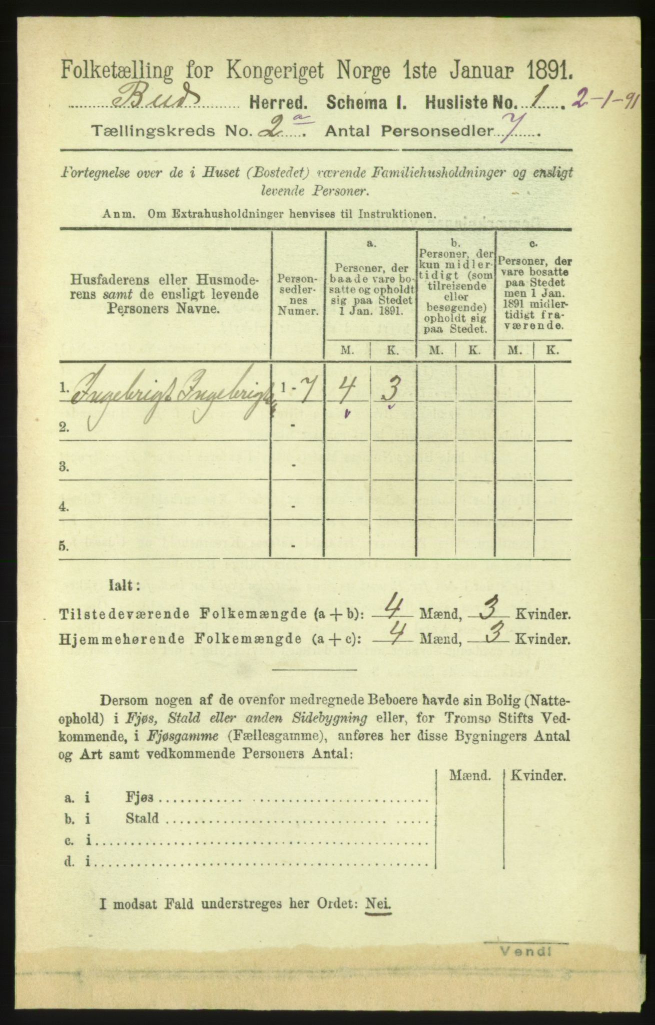 RA, 1891 census for 1549 Bud, 1891, p. 650