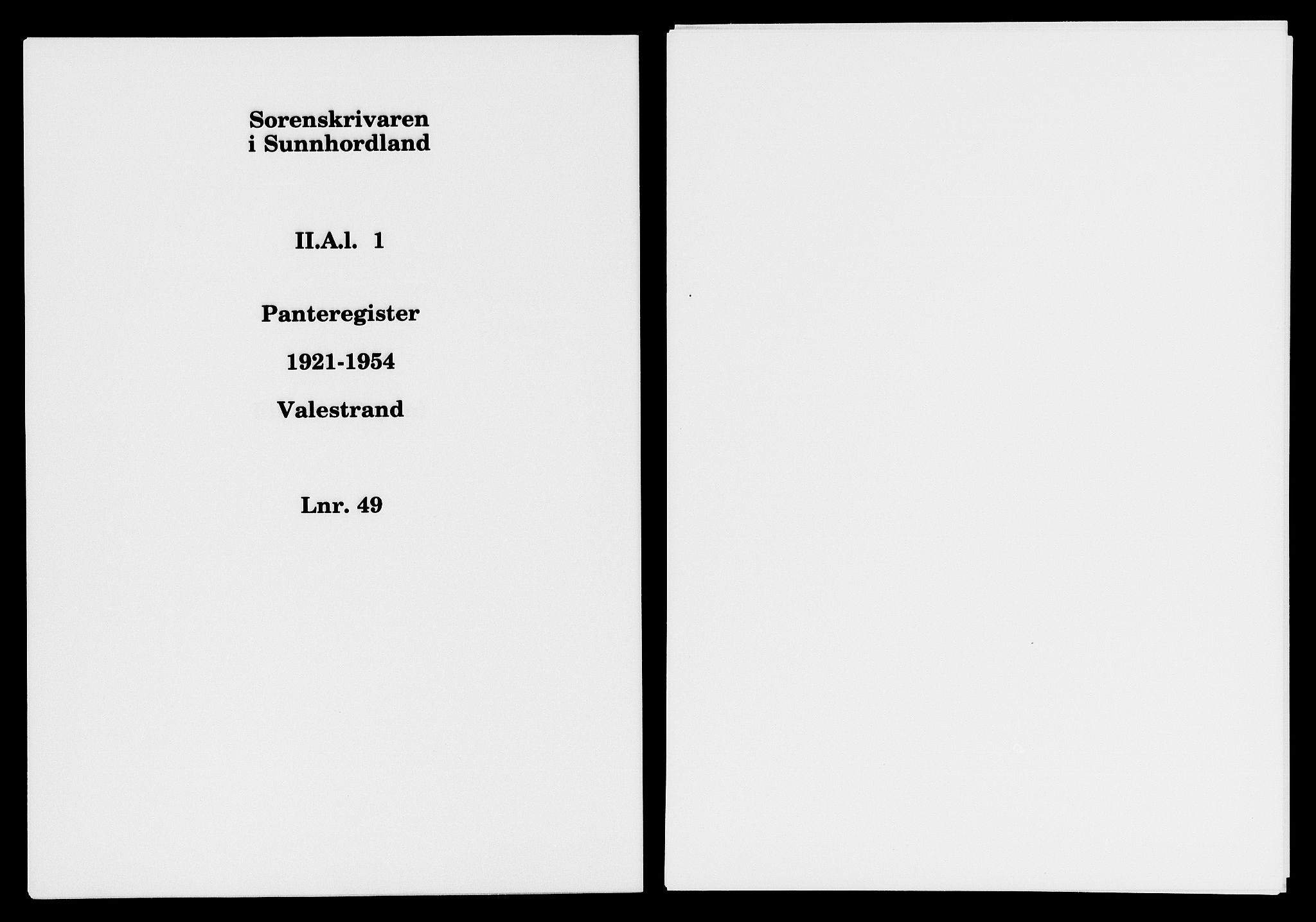Sunnhordland sorenskrivar, SAB/A-2401/1/G/Ga/Gal/L0001: Mortgage register no. II.A.l.1, 1921-1954
