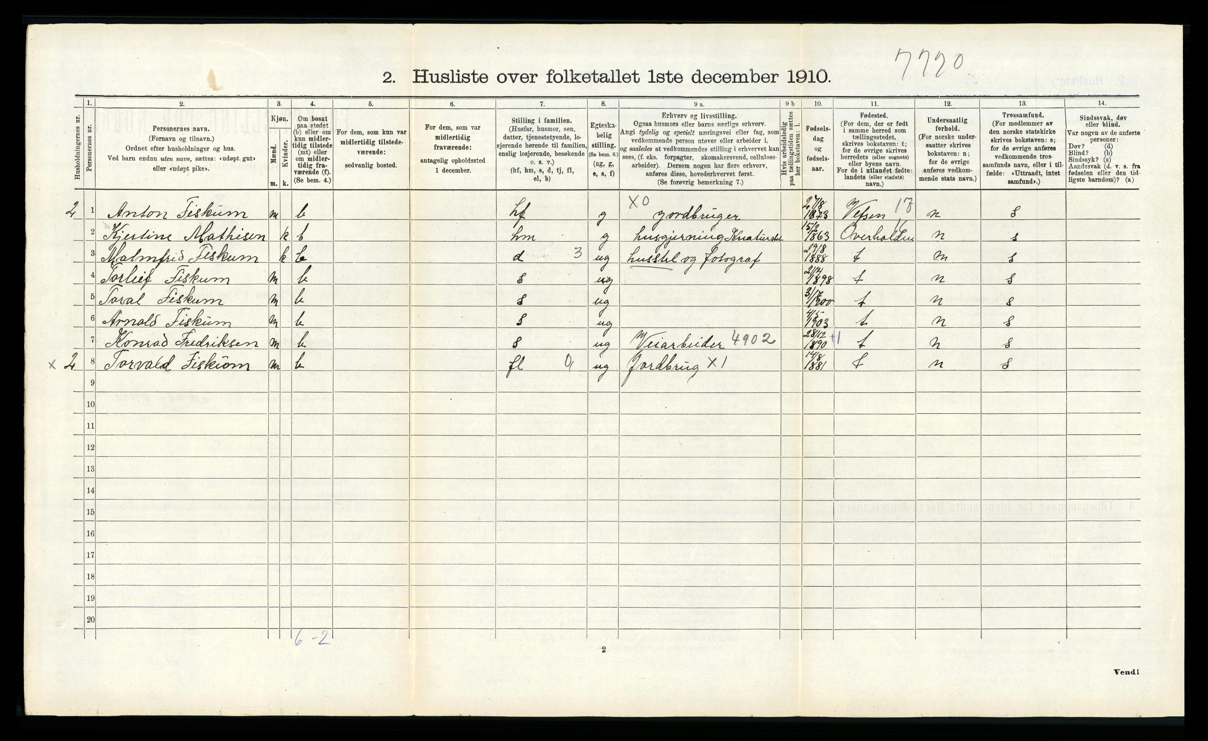 RA, 1910 census for Velfjord, 1910, p. 278