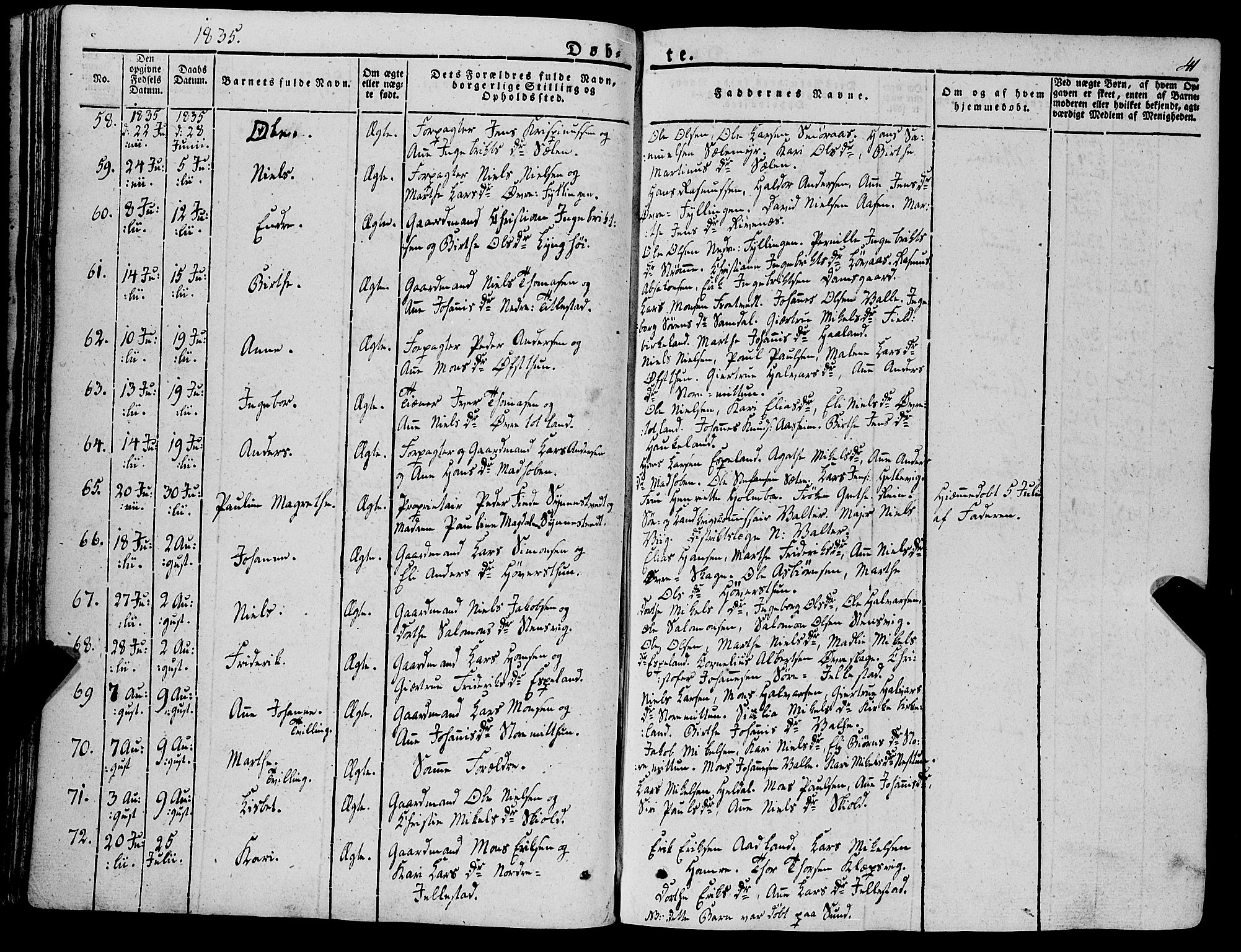 Fana Sokneprestembete, AV/SAB-A-75101/H/Haa/Haaa/L0008: Parish register (official) no. A 8, 1829-1851, p. 41