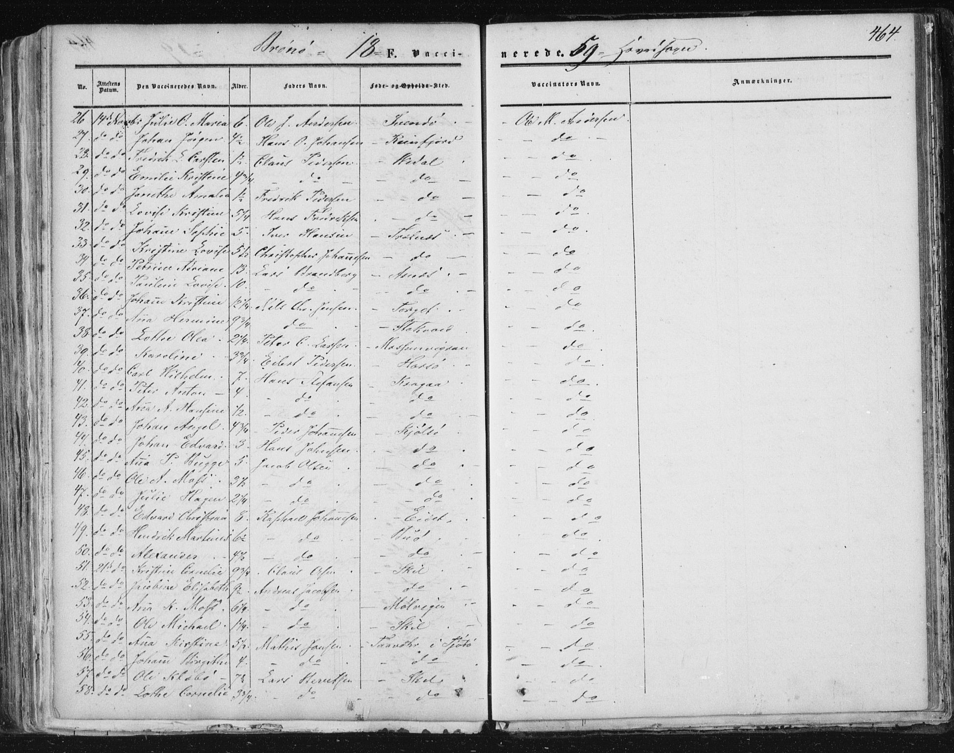 Ministerialprotokoller, klokkerbøker og fødselsregistre - Nordland, SAT/A-1459/813/L0198: Parish register (official) no. 813A08, 1834-1874, p. 464