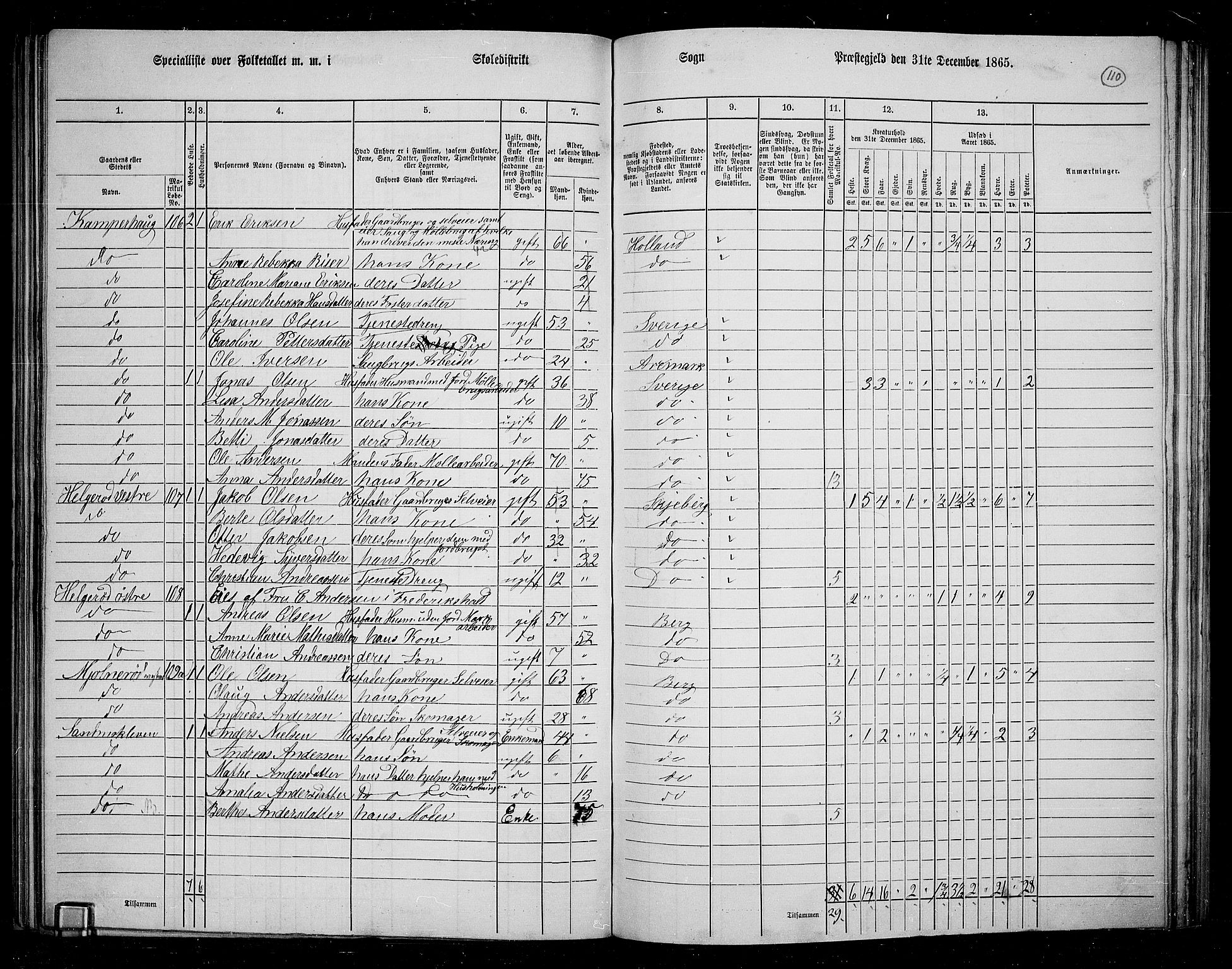 RA, 1865 census for Berg, 1865, p. 99