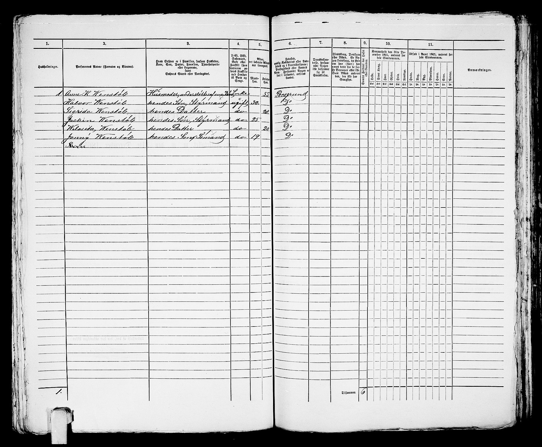 RA, 1865 census for Porsgrunn, 1865, p. 295