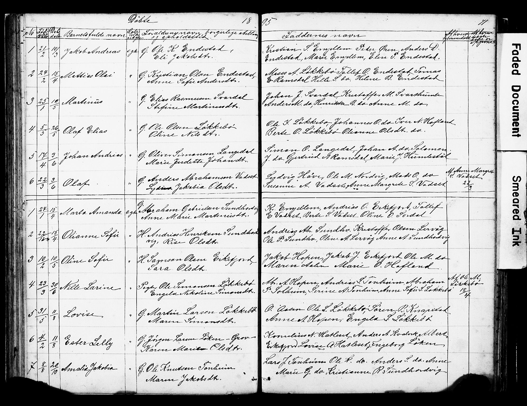 Kinn sokneprestembete, AV/SAB-A-80801/H/Hab/Habe/L0001: Parish register (copy) no. E 1, 1864-1899, p. 71