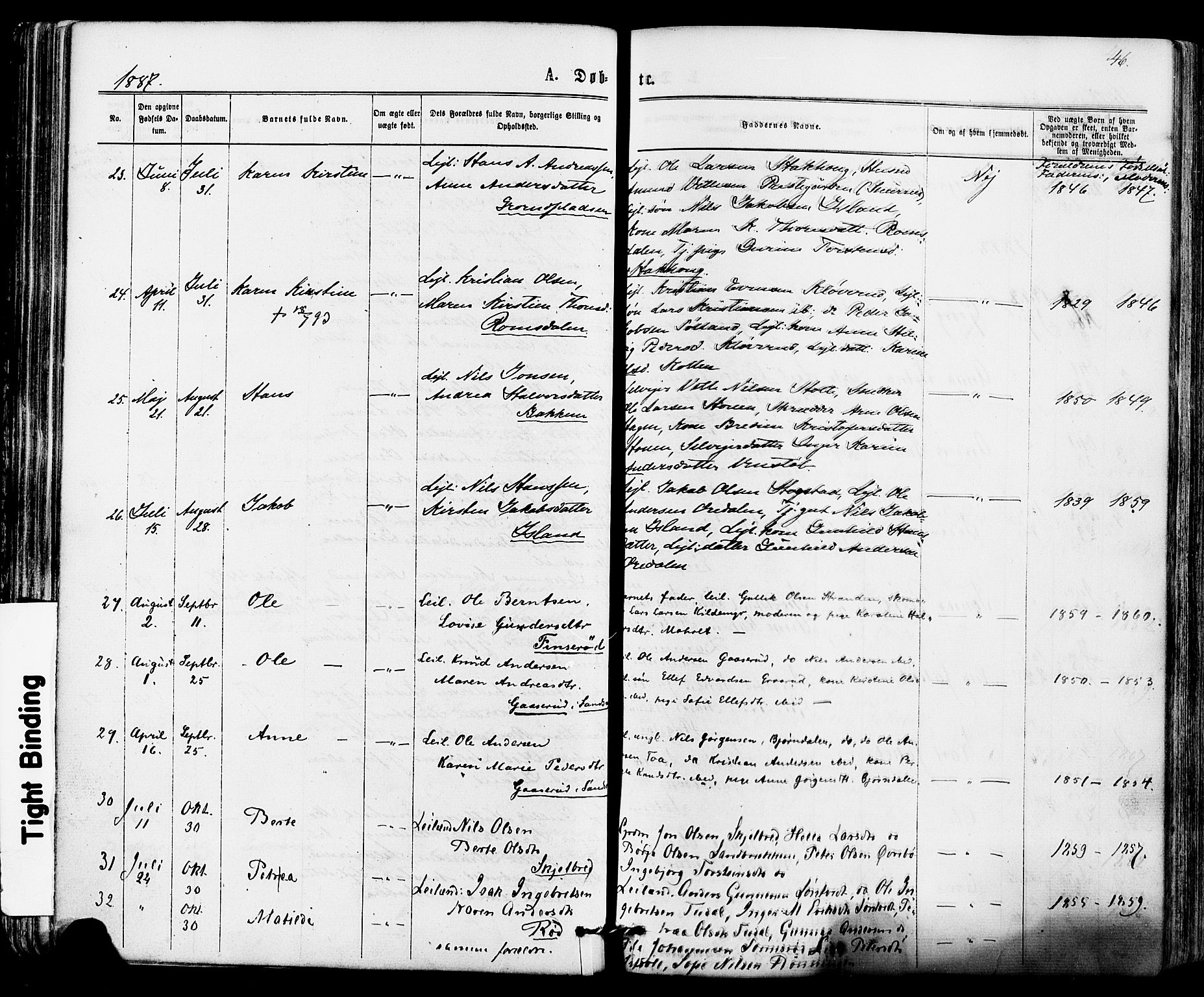 Siljan kirkebøker, AV/SAKO-A-300/F/Fa/L0002: Parish register (official) no. 2, 1870-1895, p. 46