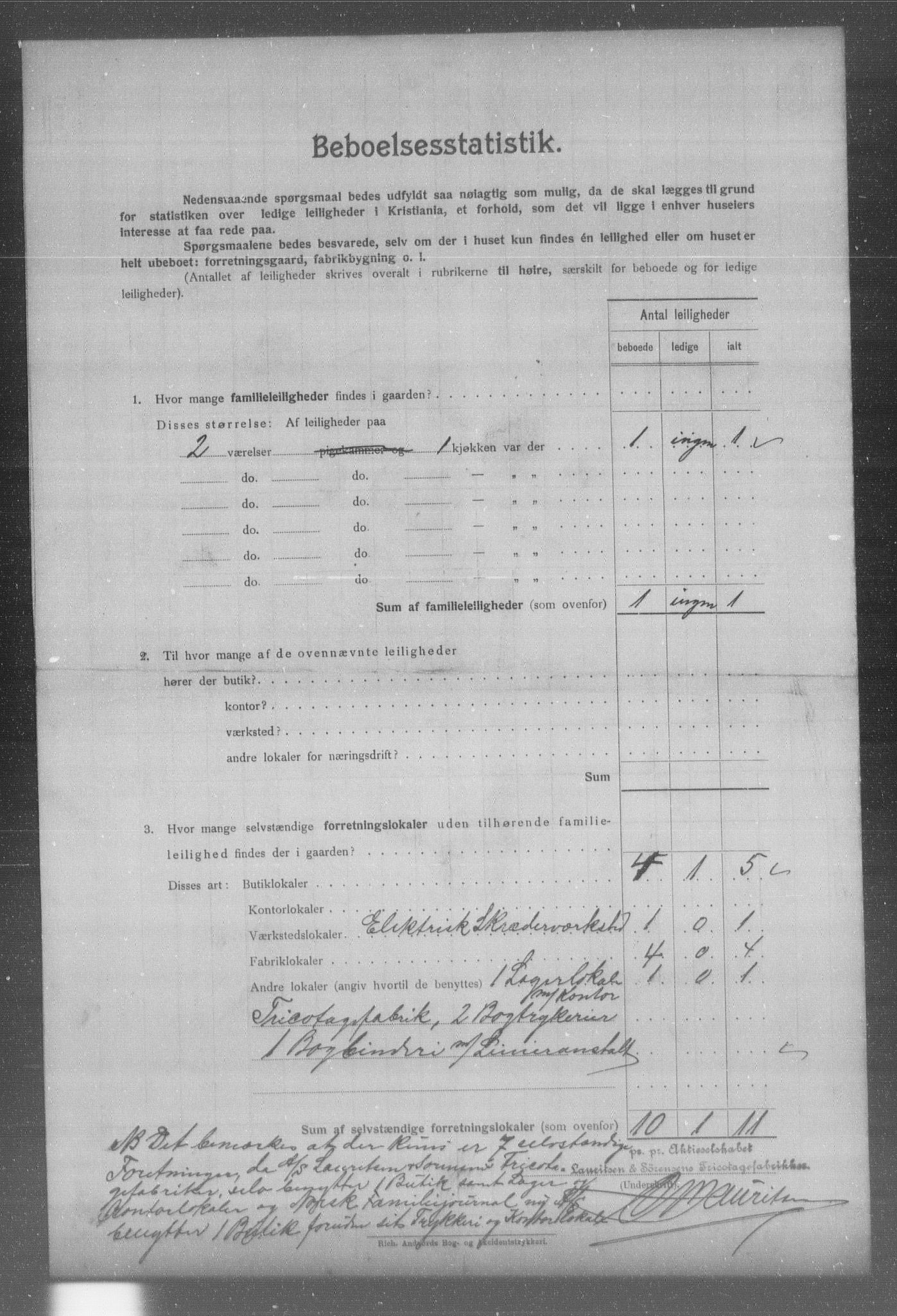 OBA, Municipal Census 1904 for Kristiania, 1904, p. 485