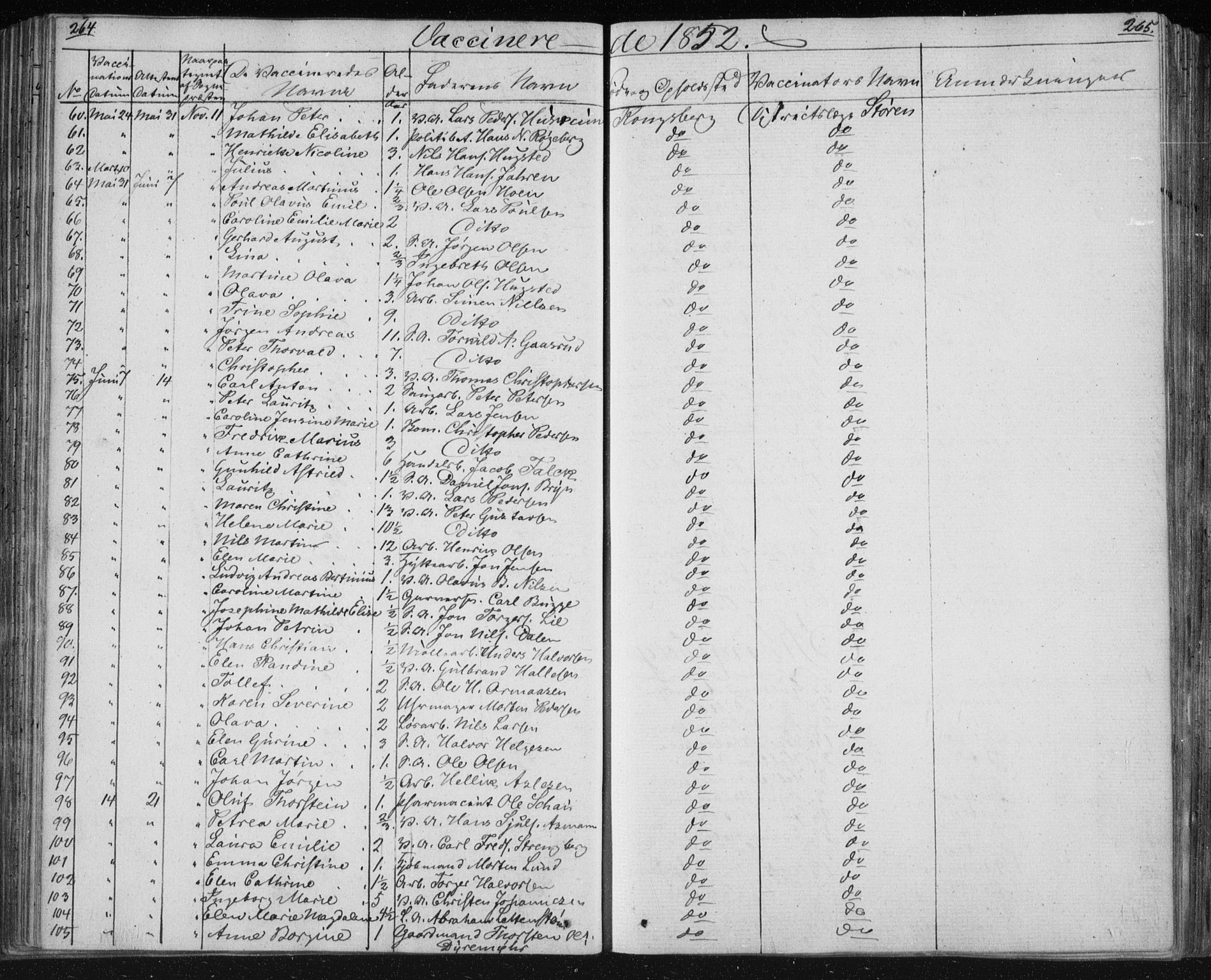 Kongsberg kirkebøker, AV/SAKO-A-22/F/Fa/L0009: Parish register (official) no. I 9, 1839-1858, p. 264-265