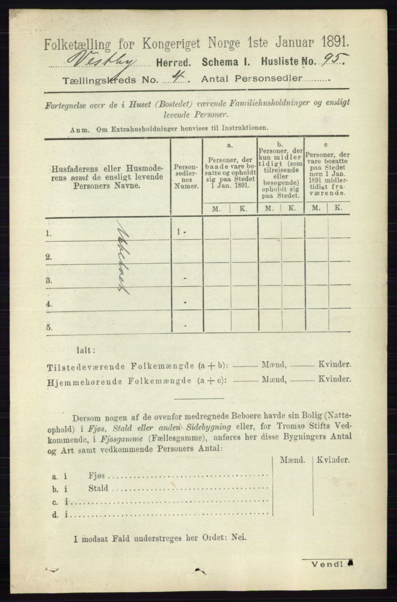 RA, 1891 census for 0211 Vestby, 1891, p. 1574